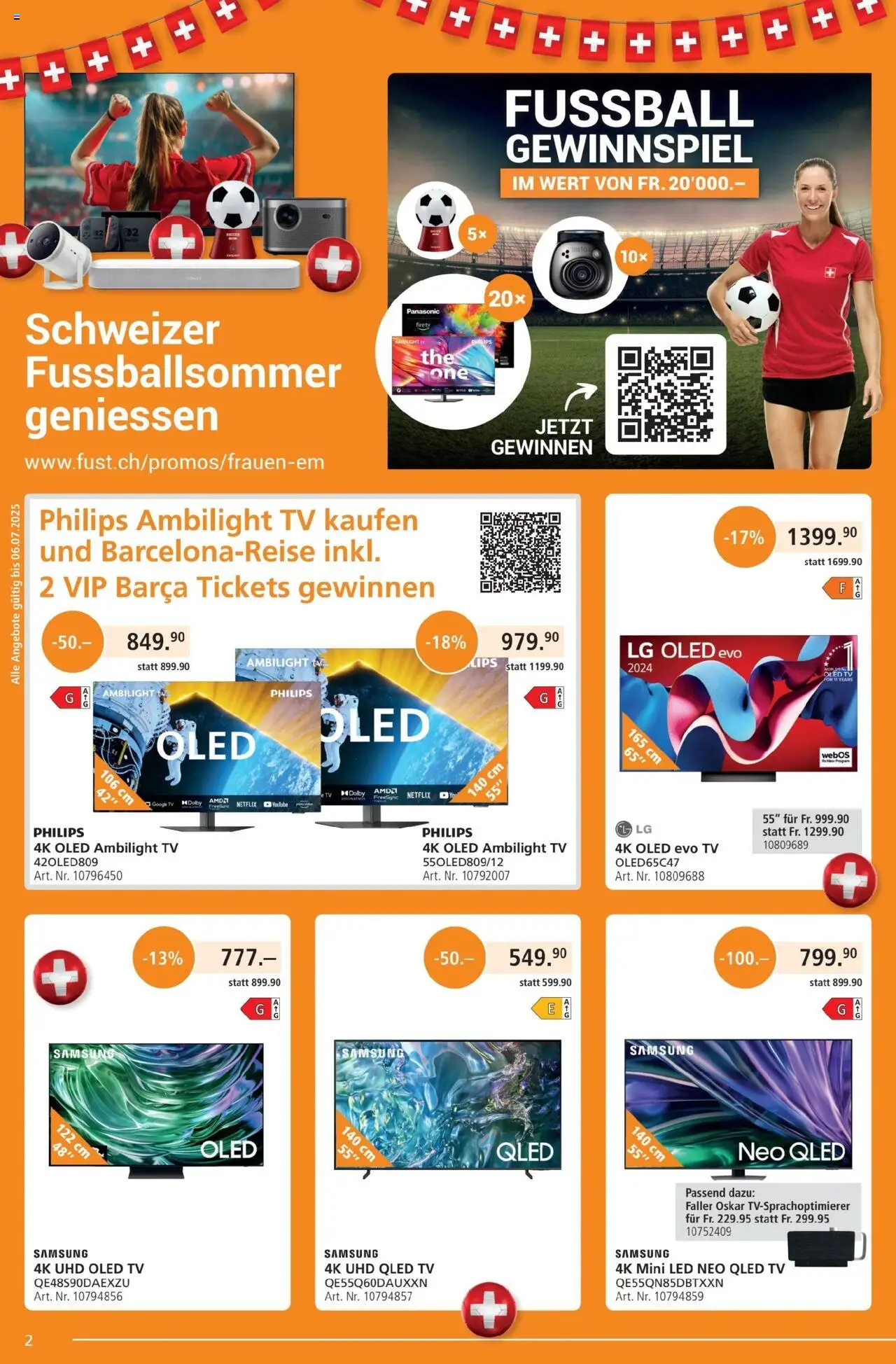 Fust Aktionen ab 23.06.2025 | Seite: 2 | Produkte: Fußball, TV, Samsung, Panasonic
