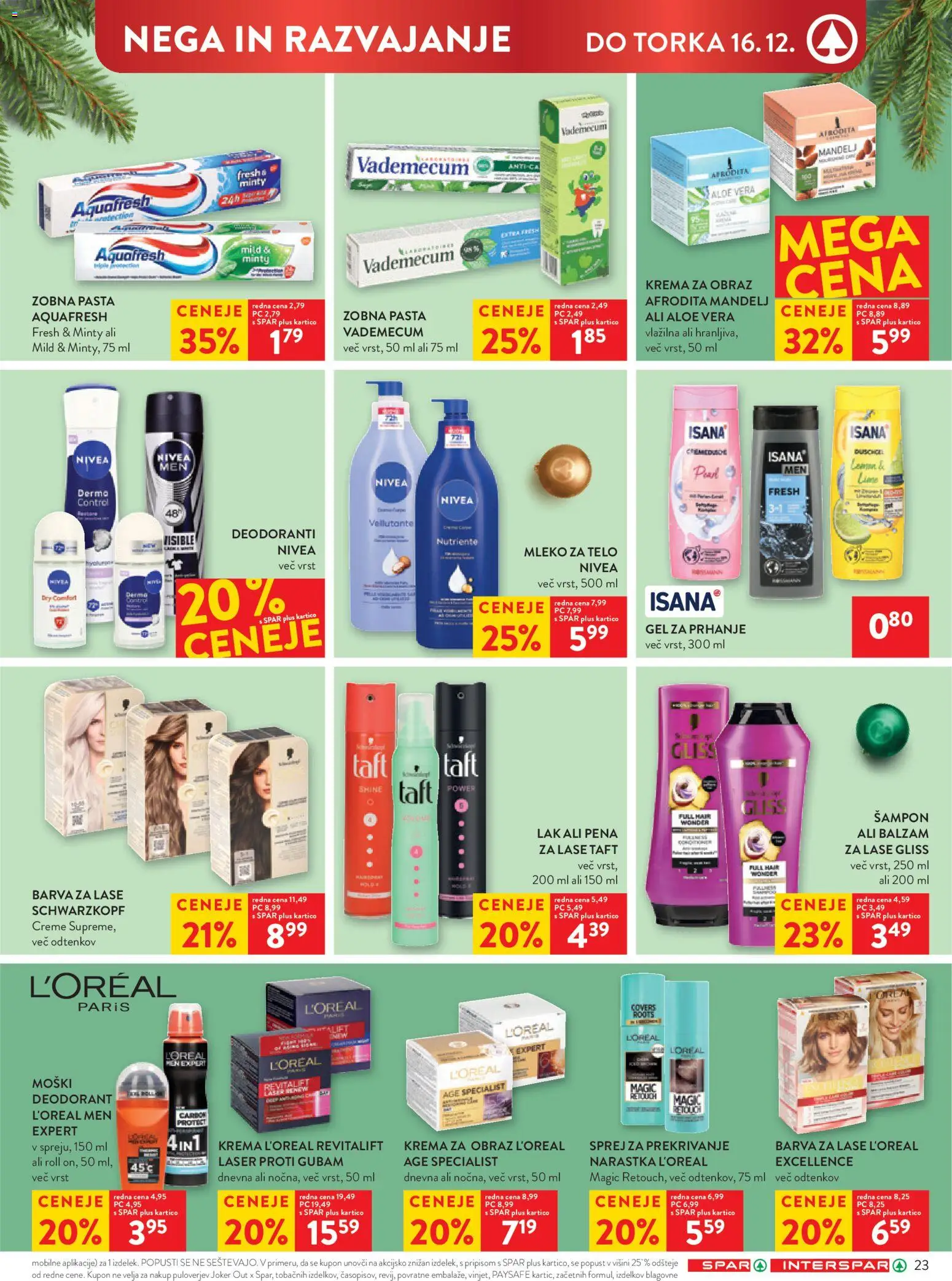 Novi Spar katalog ponudbe – veljaven od 10.12.2025 | Stran: 29 | Izdelki: Gel za prhanje, Barva za lase, Mleko za telo, Krema za obraz
