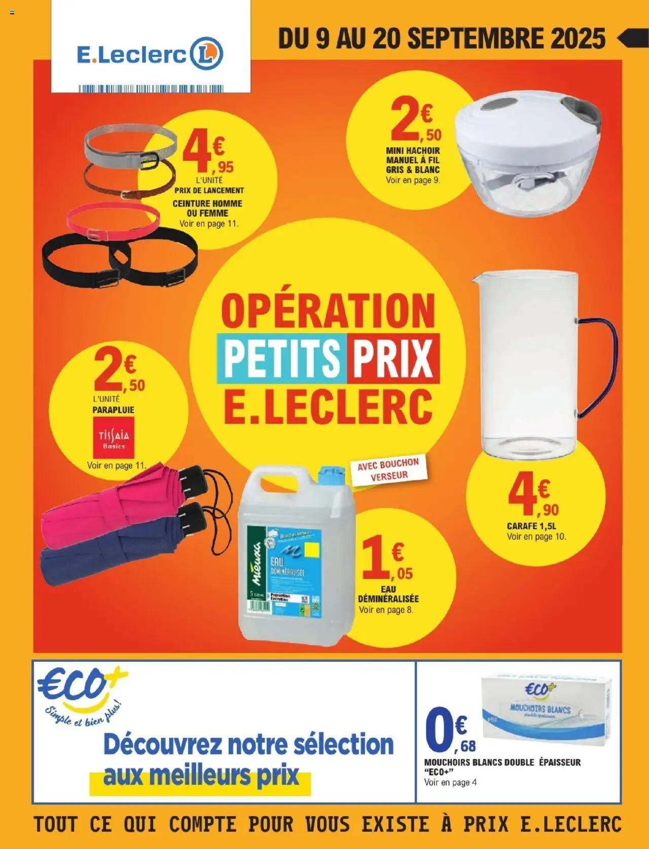  | Page: 1 | Produits: Ceinture, Eau déminéralisée, Mouchoirs, Parapluie