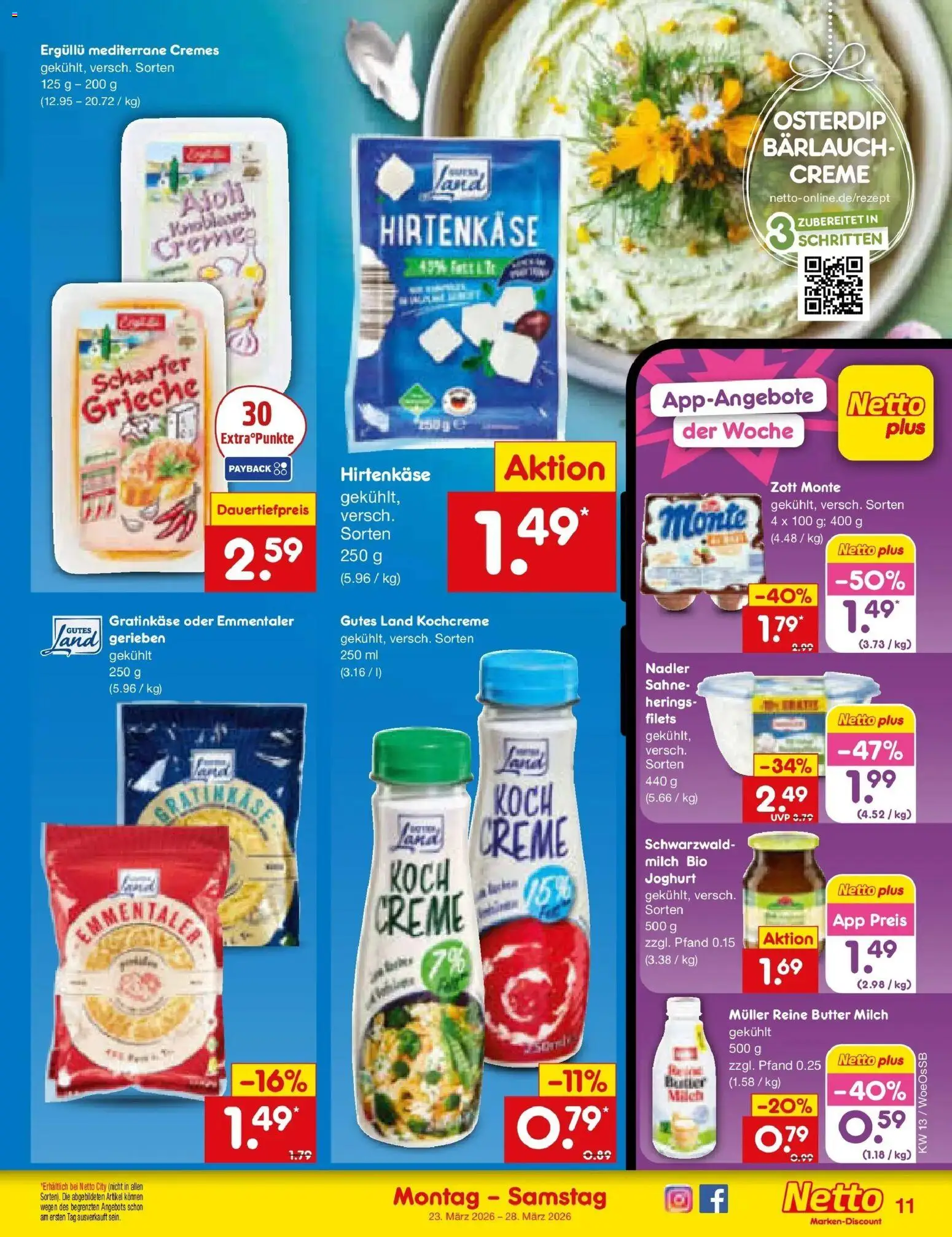 Netto Marken-Discount Prospekt Gemmingen	 – gültig ab 23.03.2026 | Seite: 11 | Produkte: Milch, Joghurt, Creme, Knoblauch