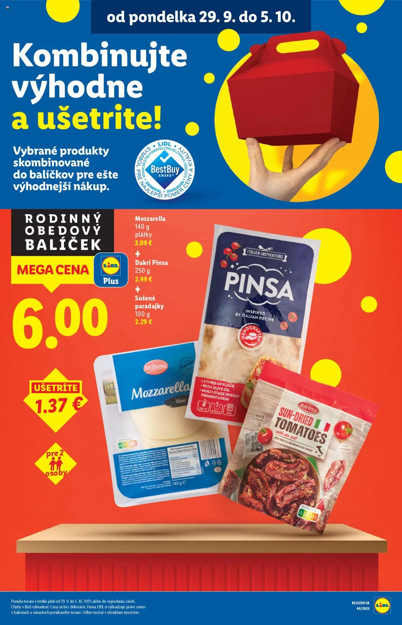 Nové Lidl akcie – leták je platný od 29.09.2025 | Strana: 23 | Produkty: Paradajky, Mozzarella