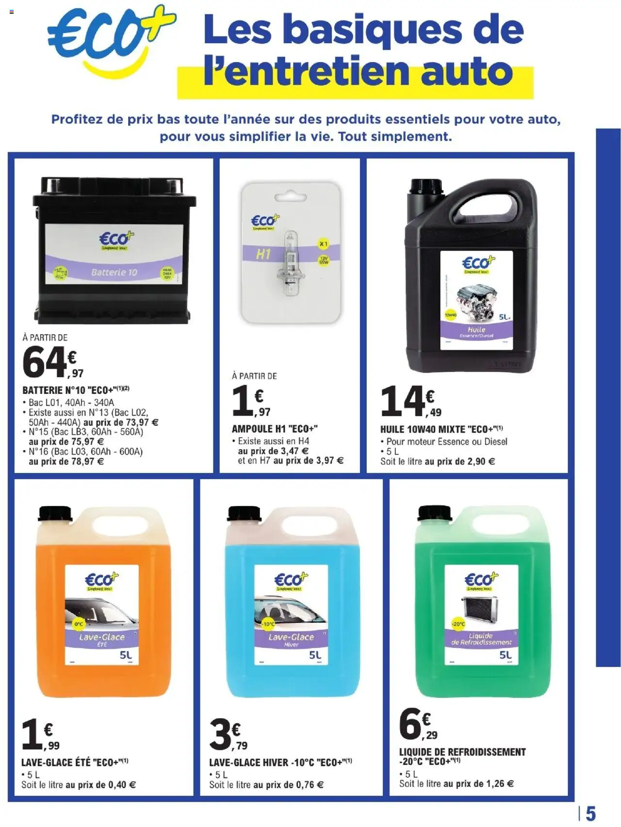  | Page: 5 | Produits: Liquide de refroidissement, Batterie, Huile