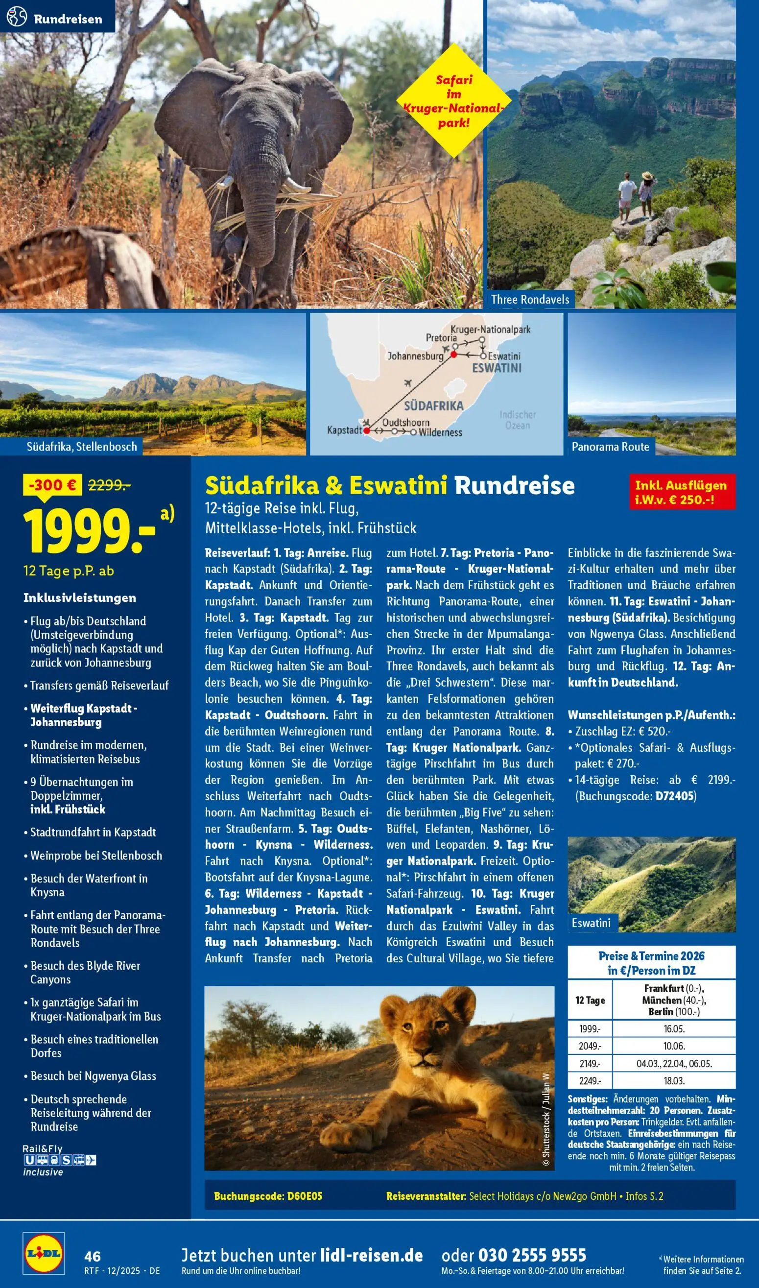 Lidl Reisen Dezember/Januar Reise-Highlights – gültig ab 12.12.2025 | Seite: 46 | Produkte: Uhr