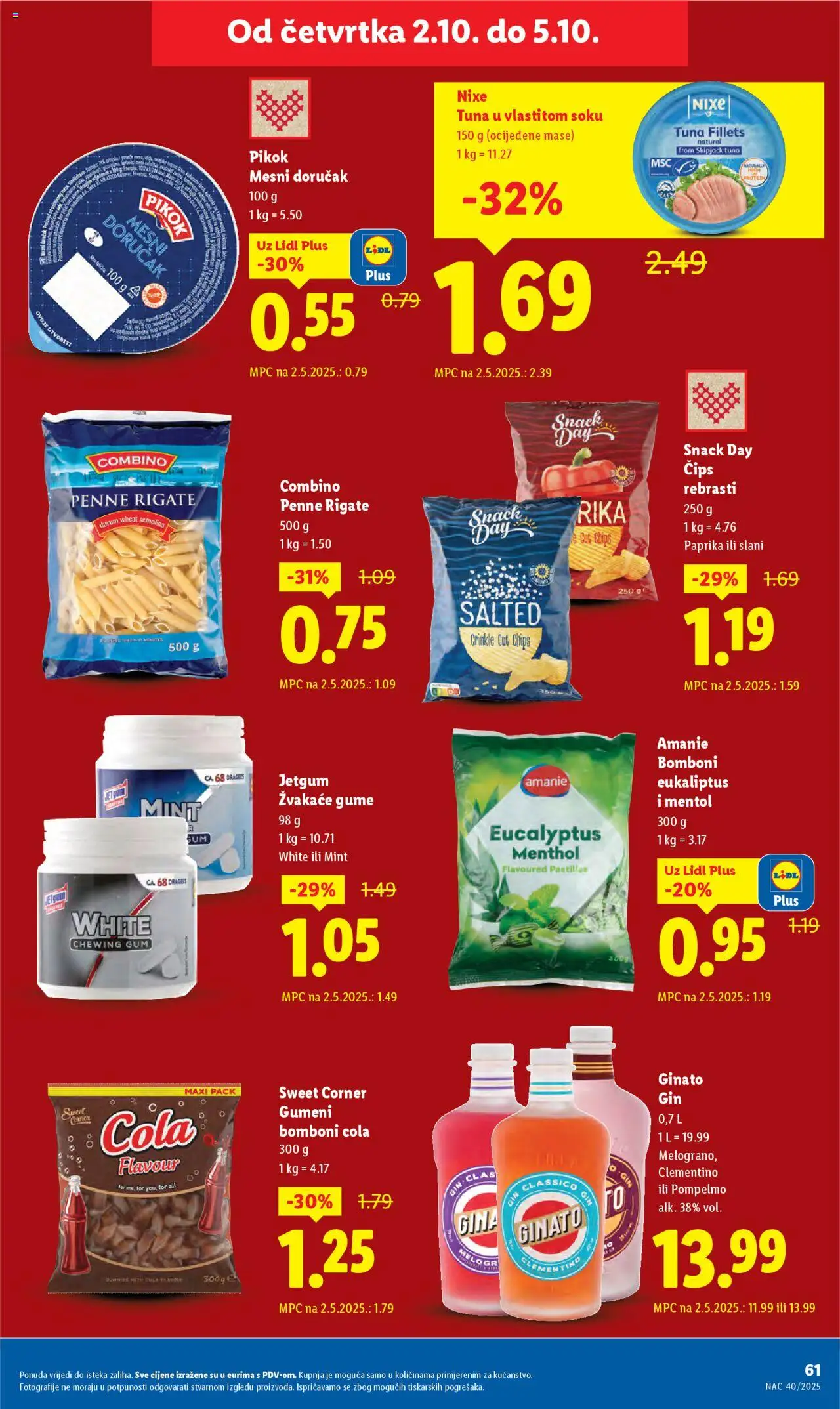 Lidl katalog | vrijedi od 29.09.2025 | Stranica: 61 | Proizvodi: Bomboni, Čips, Mesni doručak, Tuna