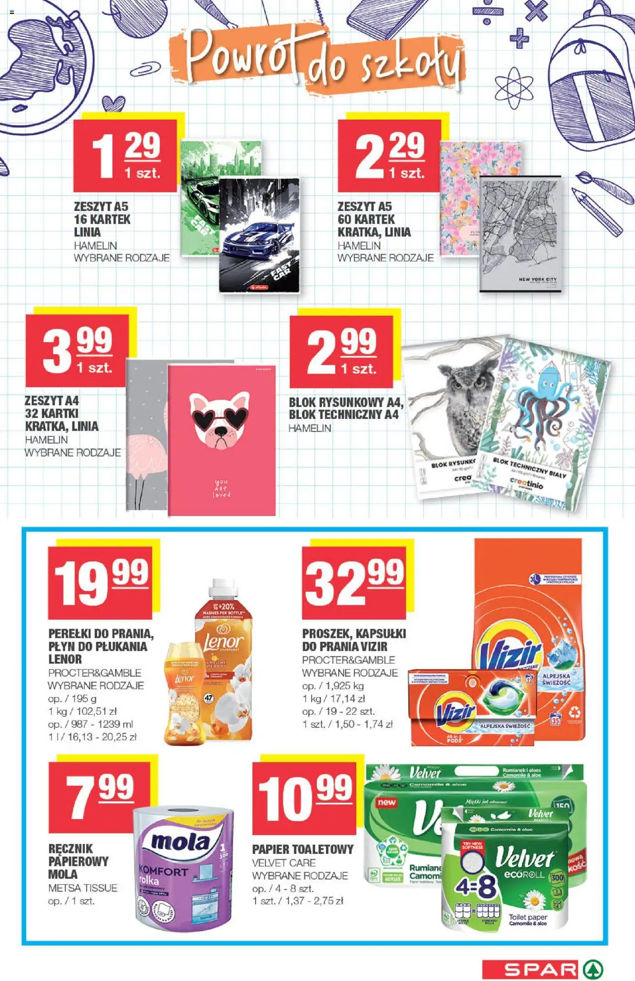 Spar Gazetka od 13.08.2025 | Strona: 7 | Produkty: Kapsułki do prania Vizir, Zeszyt, Kapsułki do prania, Płyn do płukania Lenor