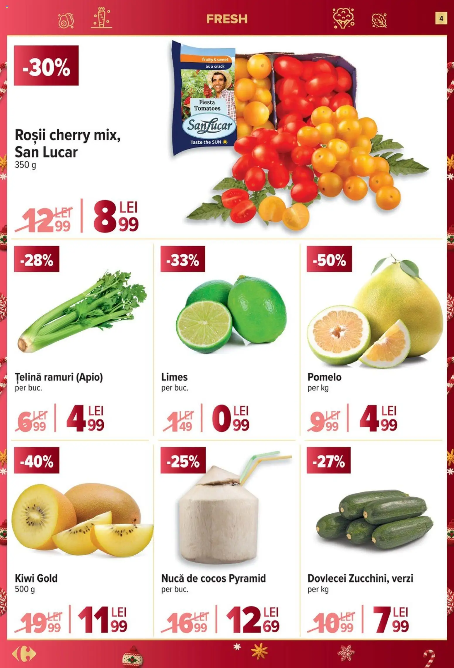Noul catalog Carrefour – valabil de la 27.12.2025 | Pagină: 4 | Produse: Țelină, Roșii, Kiwi