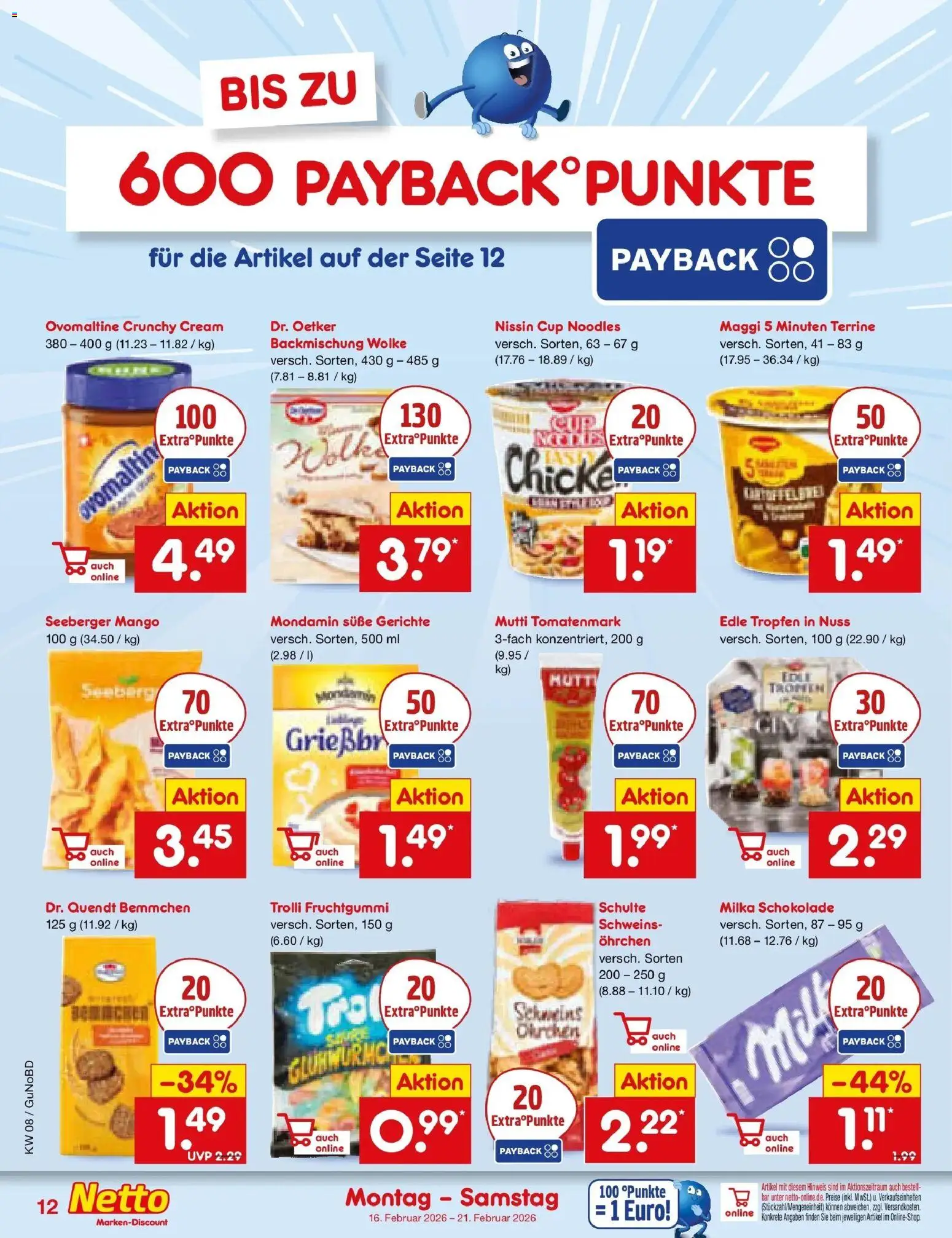 Netto Marken-Discount prospekt Augustusburg	 – gültig ab 16.02.2026 | Seite: 12 | Produkte: Ovomaltine, Maggi, Milka schokolade, Milka