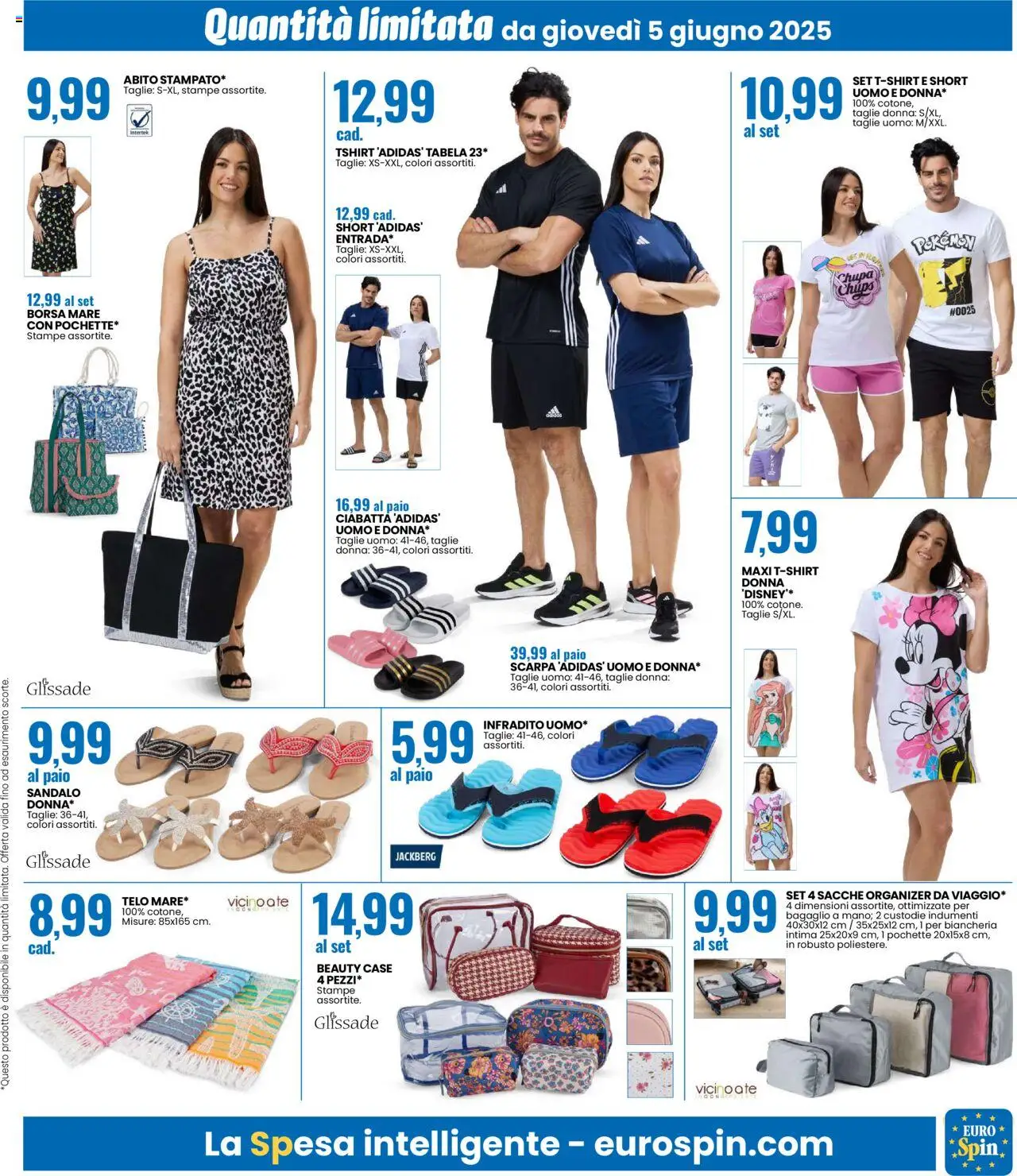Volantino Eurospin del 05.06.2025 | Pagina: 17 | Prodotti: Infradito, T-shirt, Abito, Borsa