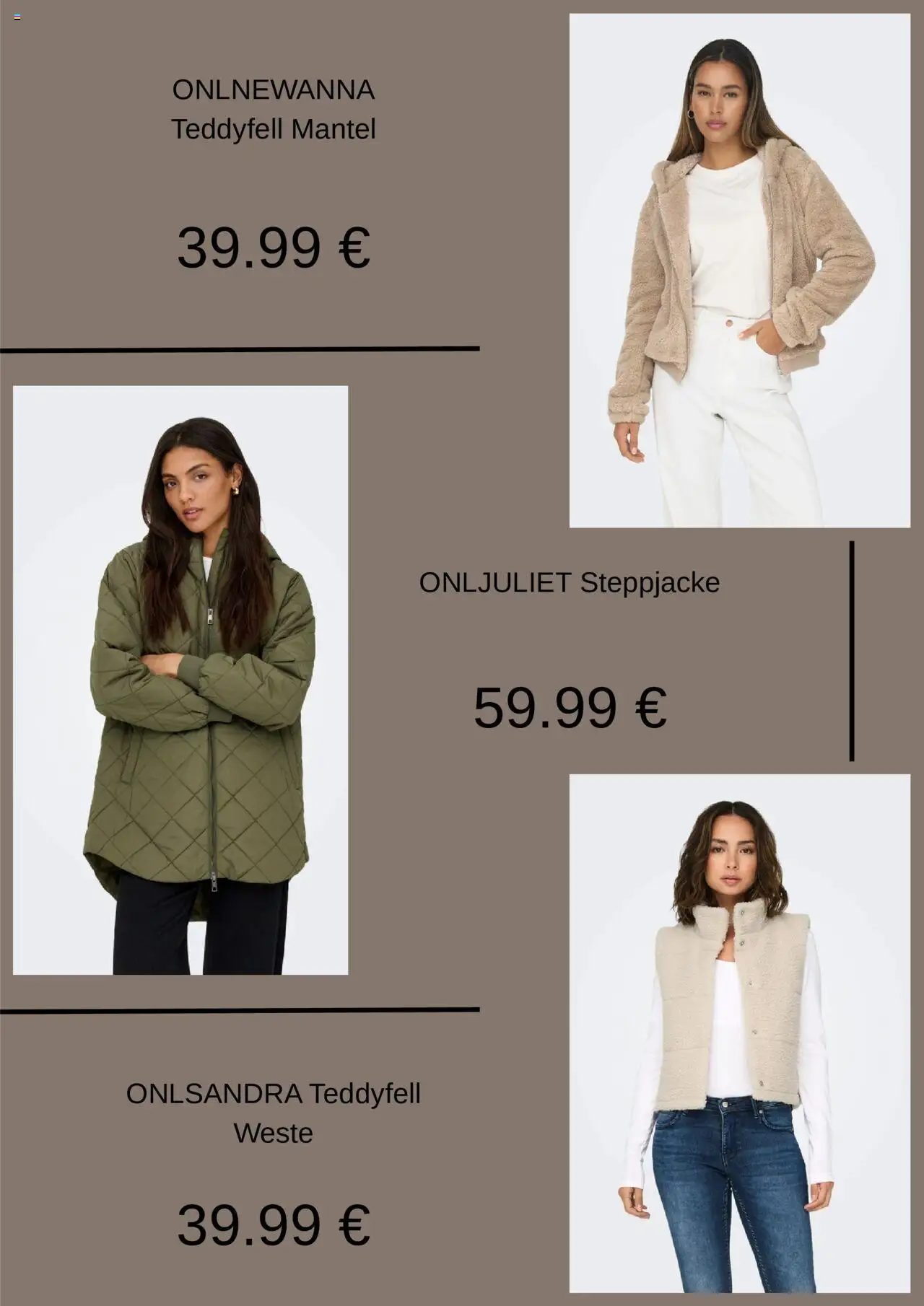 ONLY Prospekt 	 – gültig ab 17.10.2025 | Seite: 3 | Produkte: Steppjacke, Weste, Mantel