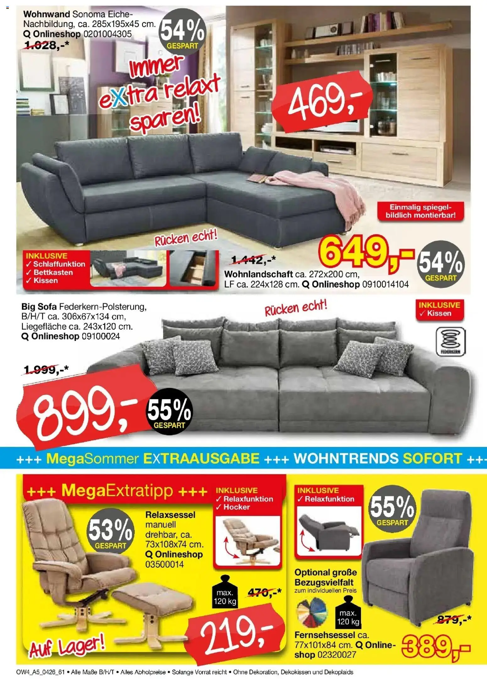 Angebote - Für Zuhause-Liebhaber – gültig ab 01.04.2026 | Seite: 60 | Produkte: Wohnlandschaft, Relaxsessel, Fernsehsessel, Sofa