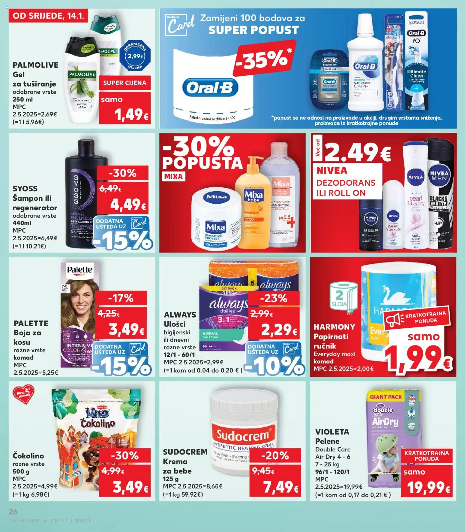 Kaufland katalog | vrijedi od 14.01.2026 | Stranica: 26 | Proizvodi: Roll on, Ručnik, Nivea, Violeta
