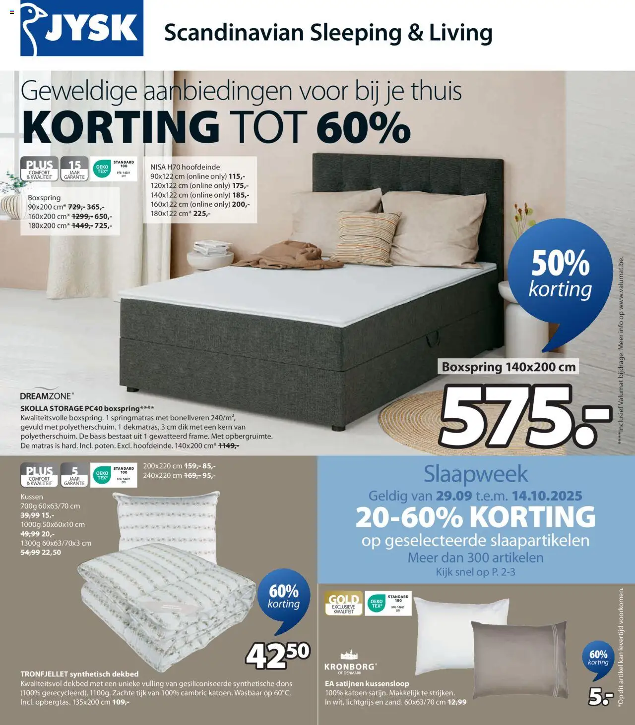 {H1} | Pagina: 2 | Producten: Matras, Kussen, Dekbed, Kan