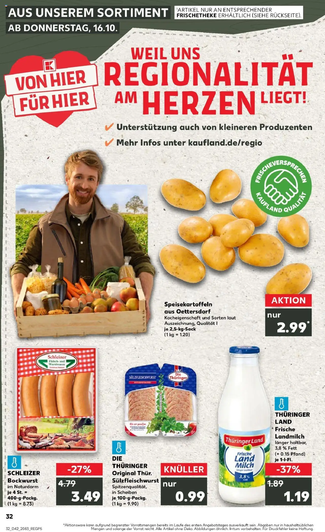 Kaufland prospekt Schleiz	 – gültig ab 19.10.2025 | Seite: 32 | Produkte: Bockwurst, Milch