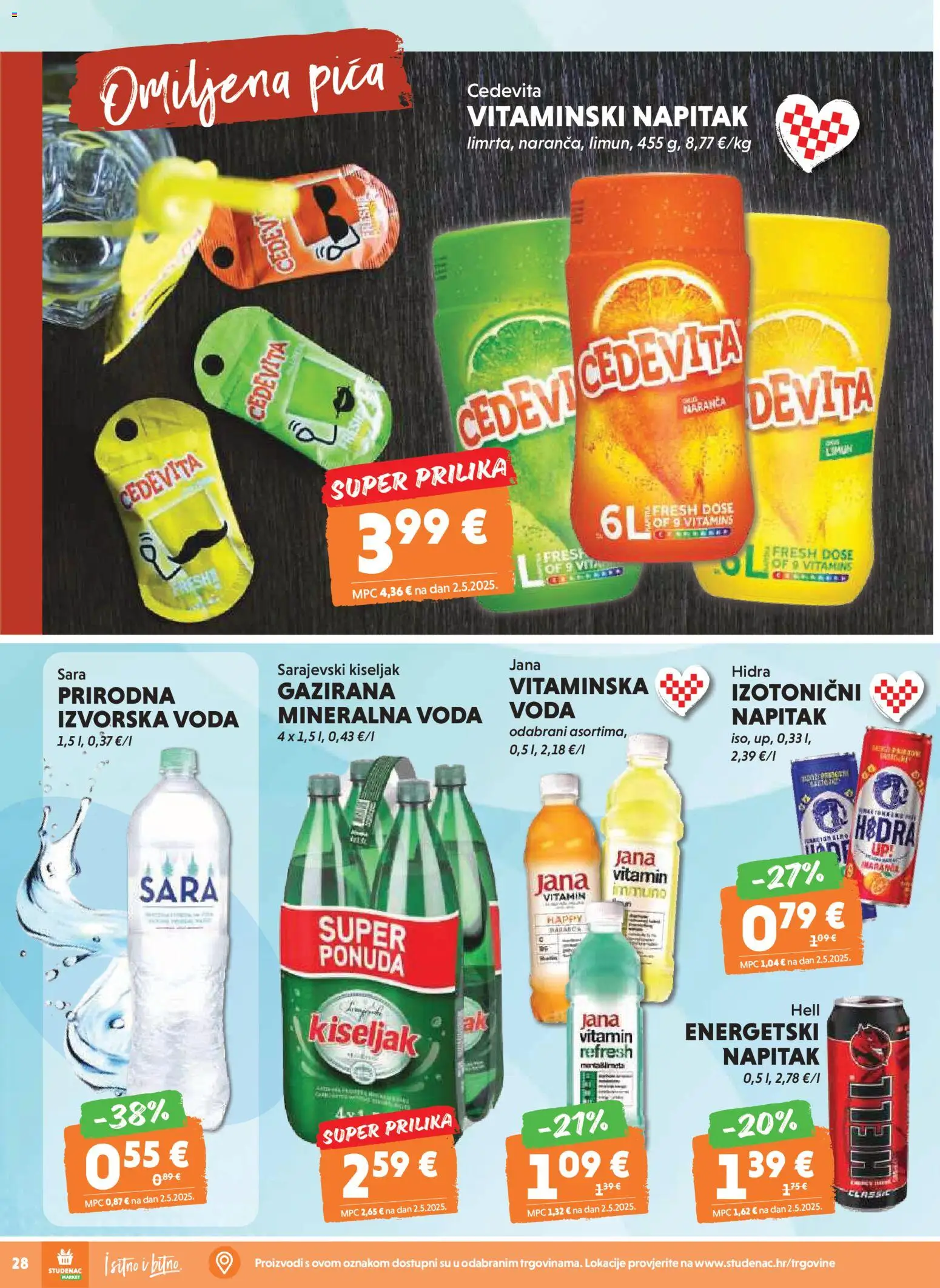 Studenac katalog | vrijedi od 19.11.2025 | Stranica: 26 | Proizvodi: Hell, Pica, Sarajevski kiseljak, Voda