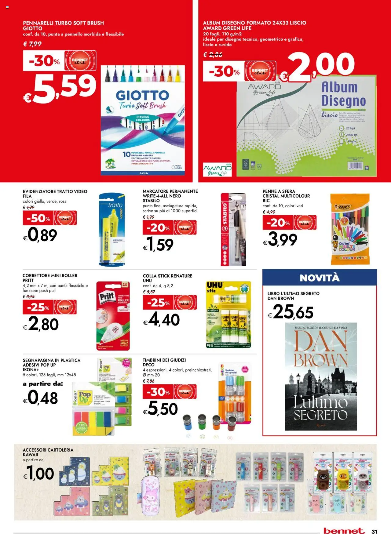 Volantino bennet del 11.09.2025 | Pagina: 31 | Prodotti: Video, Connettore, Pennarelli, Penne