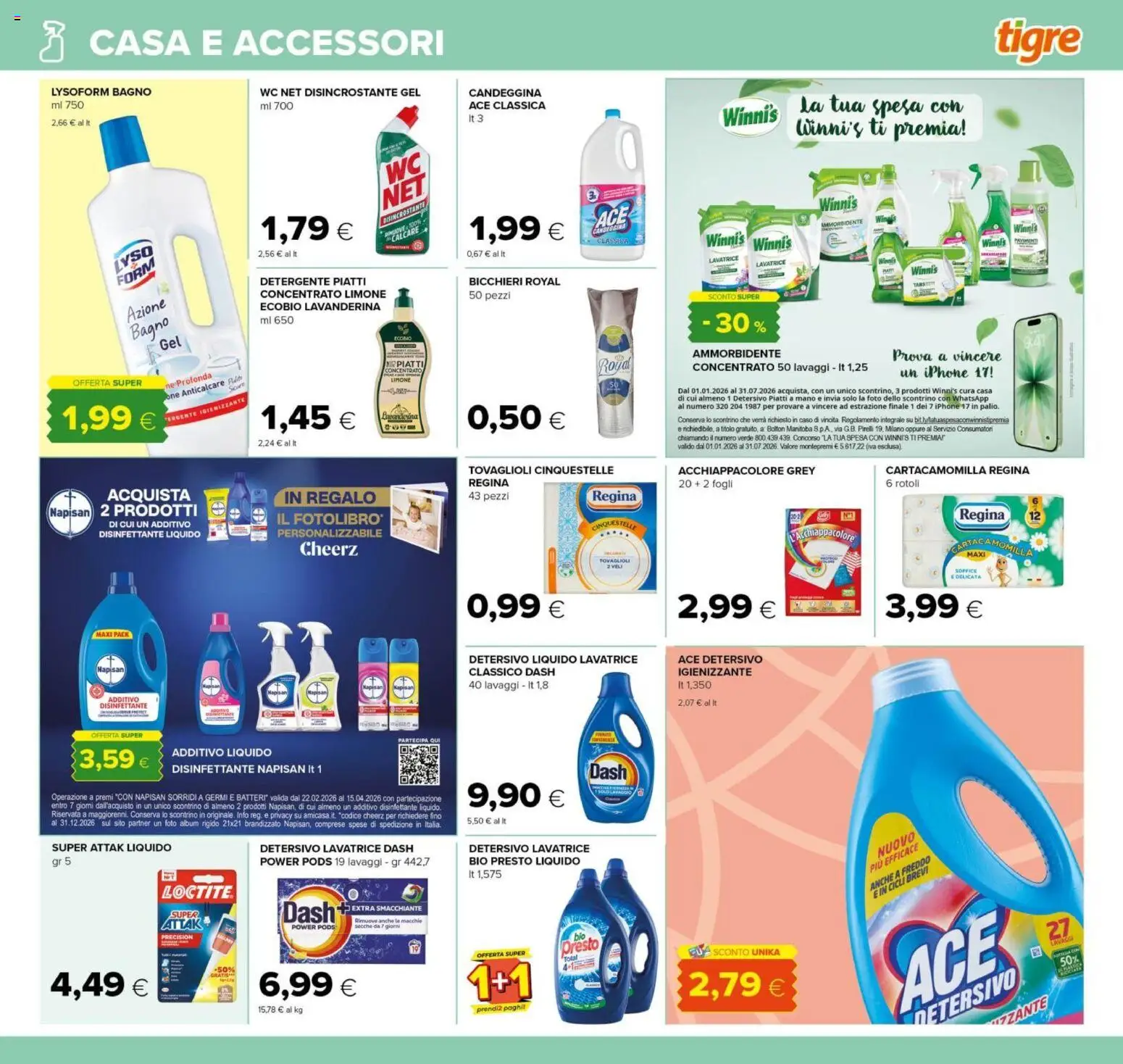 Volantino Tigre del 26.02.2026 | Pagina: 17 | Prodotti: Ammorbidente, Detergente, Limone, WC