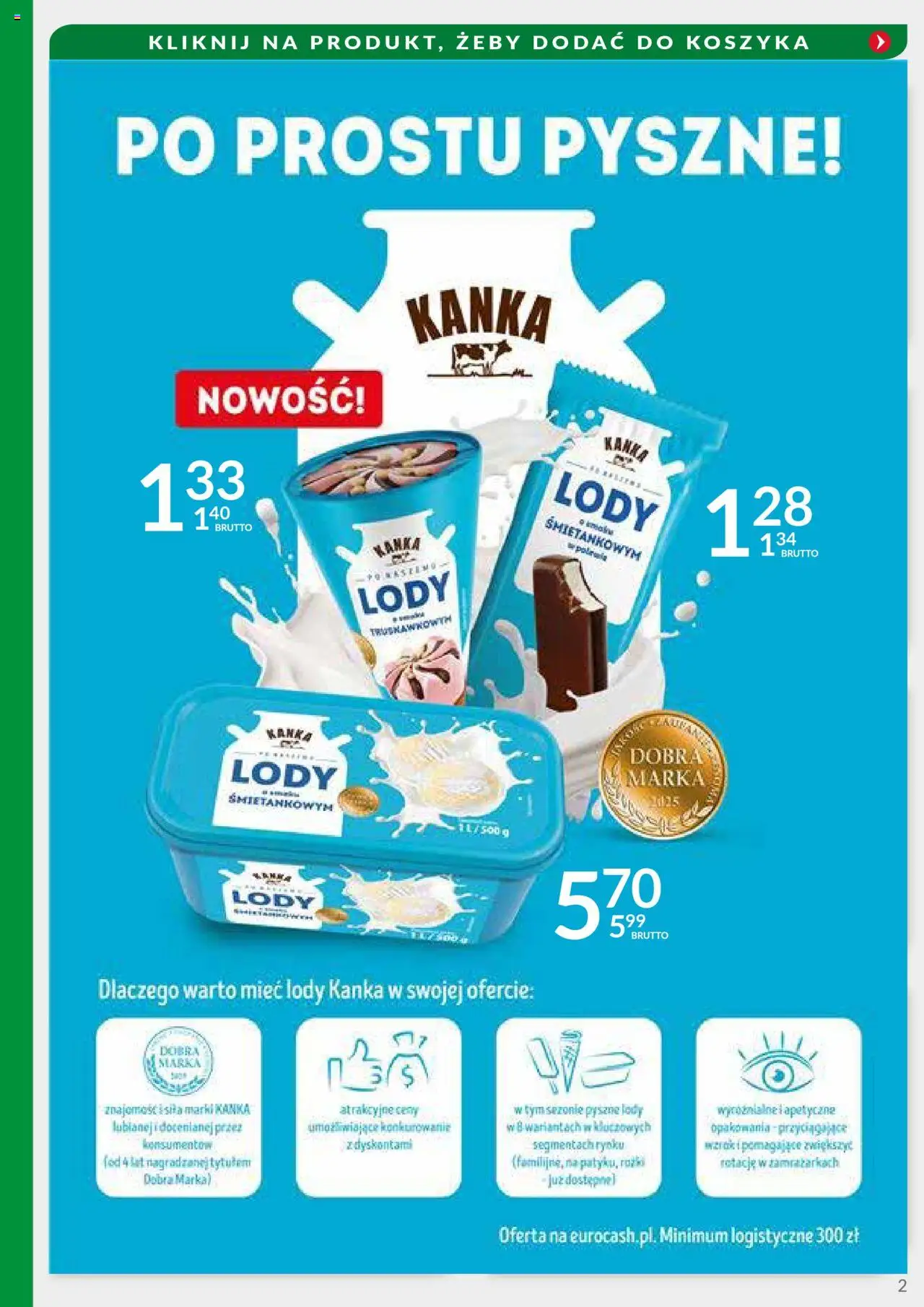 Eurocash Gazetka - Oferta Południe od 03.08.2025 | Strona: 2 | Produkty: Lody