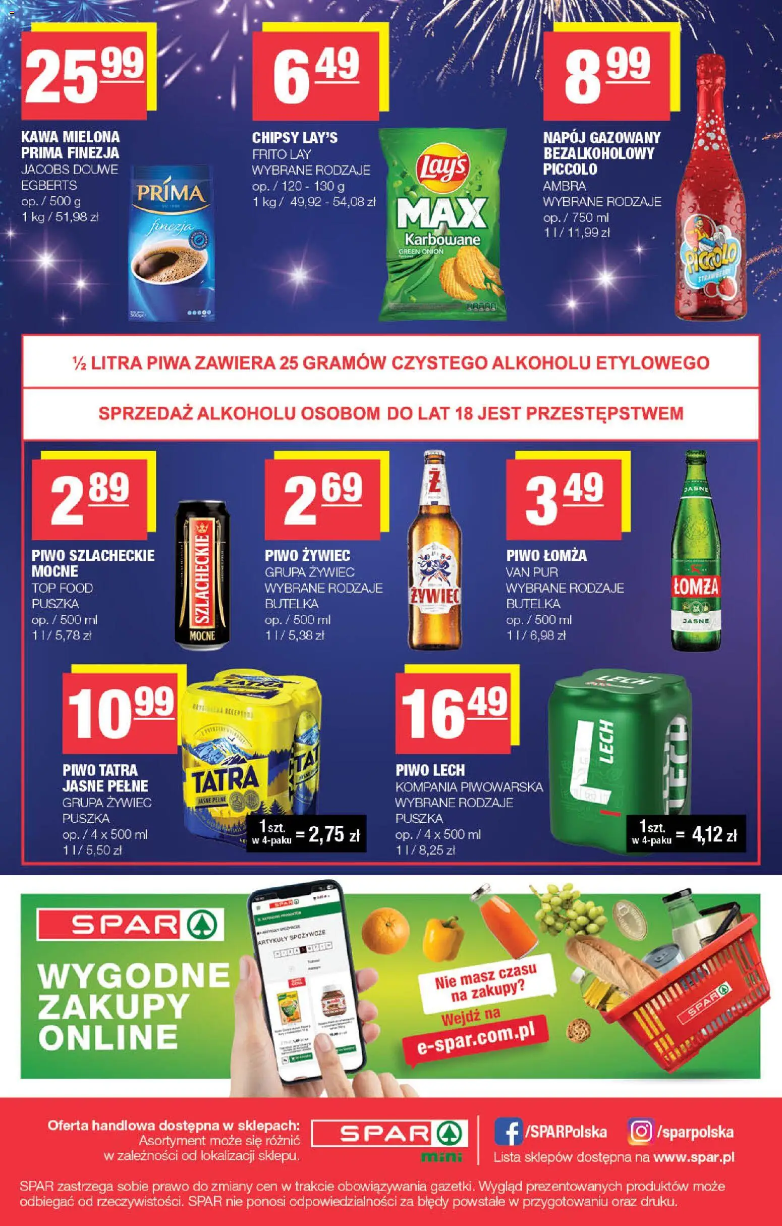 Spar Gazetka - Mini od 30.12.2025 | Strona: 4 | Produkty: Top, Chipsy, Kawa, Piwo