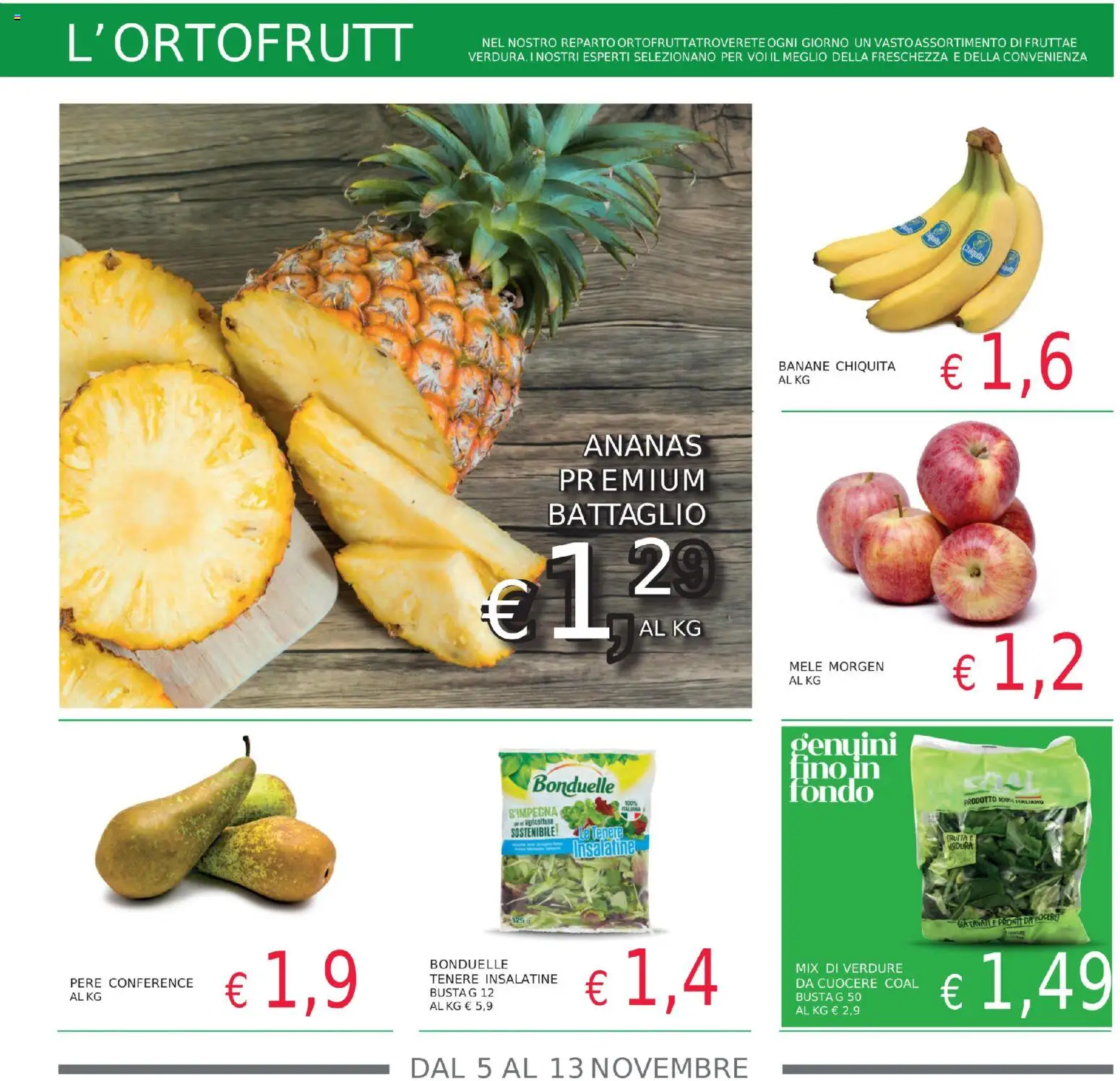 Volantino Coal del 05.11.2025 | Pagina: 3 | Prodotti: Mele, Banane, Verdure, Ananas