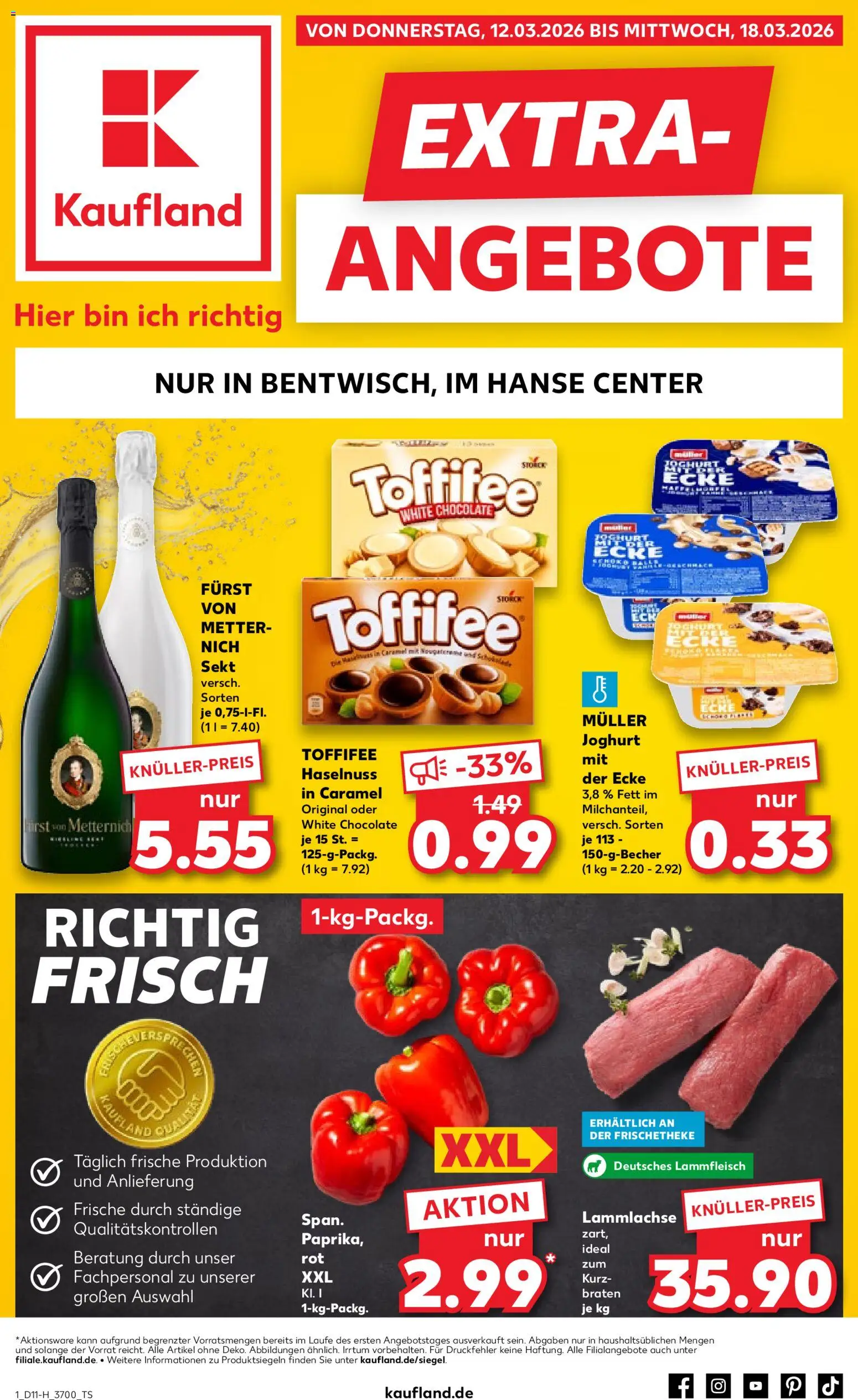 Kaufland Prospekt Rostock	 – gültig ab 12.03.2026 | Seite: 1 | Produkte: Furst von metternich, Joghurt, Sekt, Toffifee