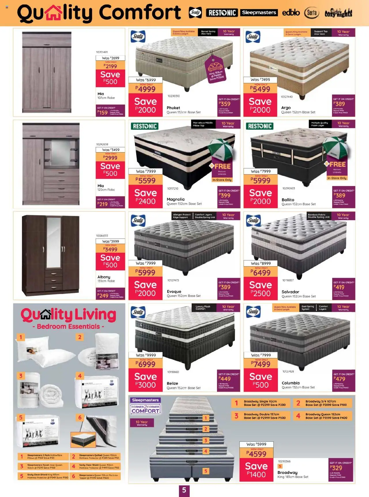 New Bradlows catalogue – valid from 16.10.2025 | Page: 5 | Products: Duvet, Umbrella, Pillow, Foam