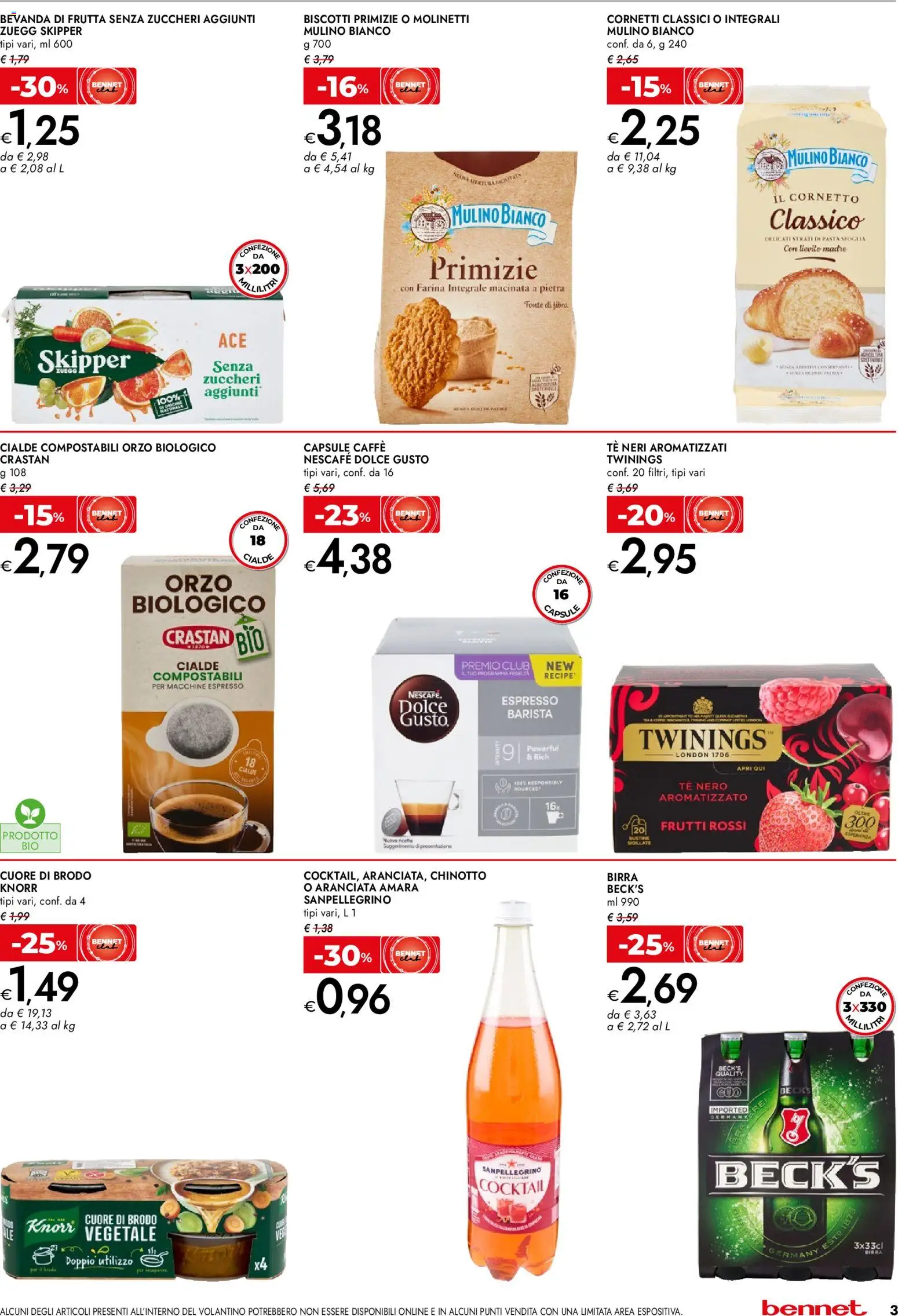 Volantino bennet del 08.01.2026 | Pagina: 3 | Prodotti: Birra, Cornetto, Pasta sfoglia, Frutta