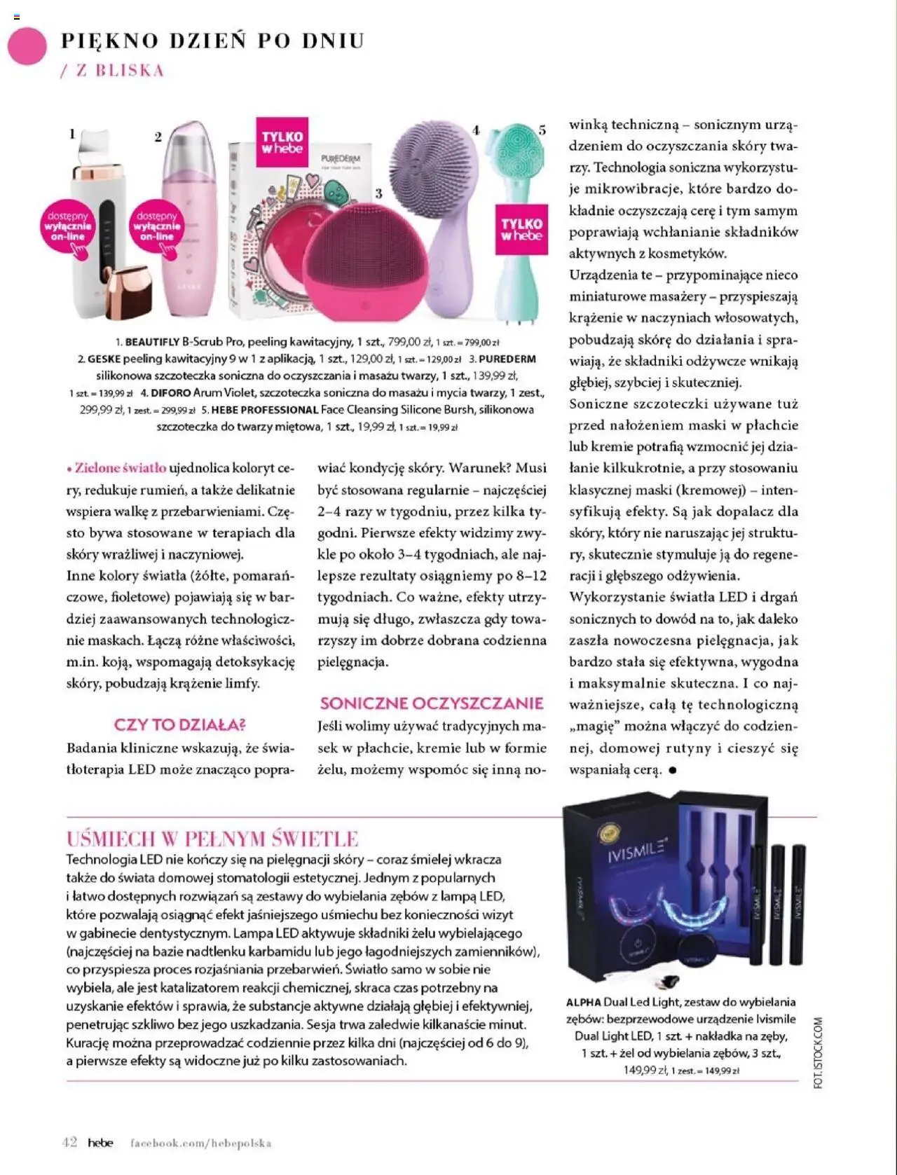 Hebe Gazetka - Magazyn od 01.07.2025 | Strona: 42 | Produkty: Szczoteczka soniczna, Lampa, Peeling