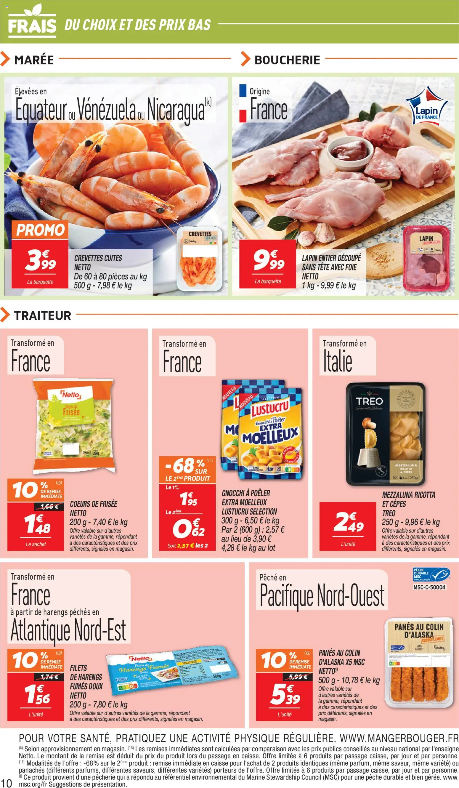 {H1} | Page: 10 | Produits: Pêche, Lapin, Crevettes, Ricotta