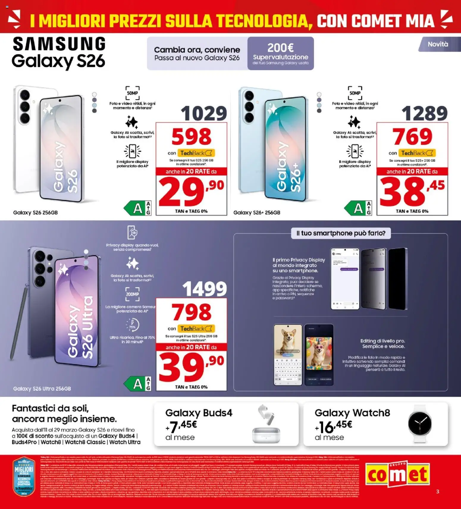 Volantino Comet volantino del 19.03.2026 | Pagina: 3 | Prodotti: Samsung Galaxy, Smartphone, Video, Samsung