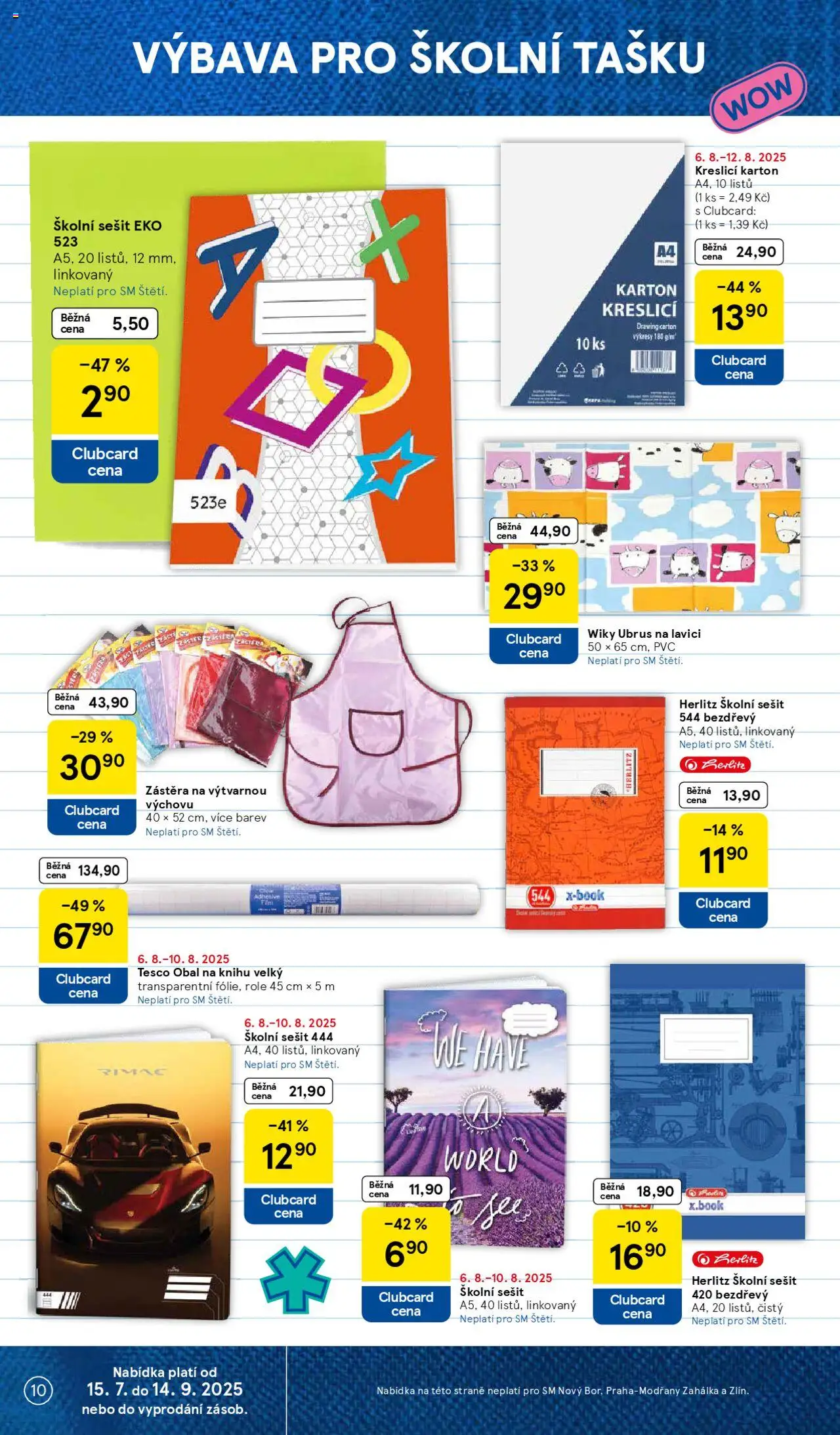 Tesco leták - Supermarket od 06.08.2025 | Strana: 10 | Produkty: Notebook, Sešit, Zástěra, Ubrus