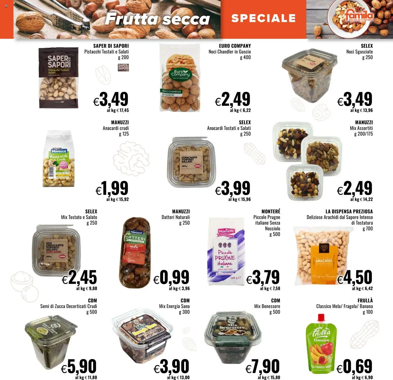 Volantino Famila del 05.03.2026 | Pagina: 3 | Prodotti: Frutta, Noci, Anacardi, Semi di zucca