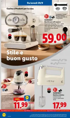 Anteprima del volantino Macchina per caffè espresso, Con pressione della pompa a 15 bar e ugello vapore ad alta pressione 2 in 1 orientabile: uscita acqua calda e ugello schiuma di latte. Serbatoio dell'acqua rimovibile (capacità: 1 l) 1100 W valido a partire dal 29.09.2025 | Pagina: 36