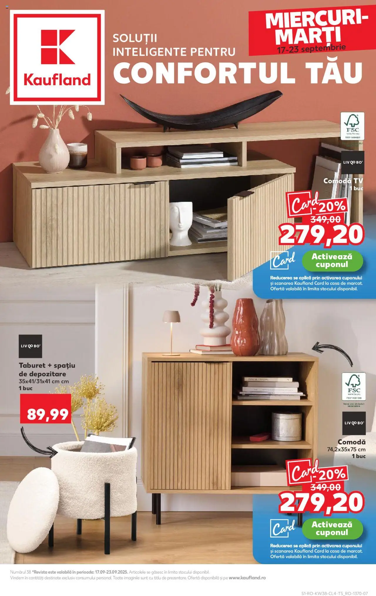 Noul catalog Kaufland – valabil de la 17.09.2025 | Pagină: 1 | Produse: Comodă, Taburet