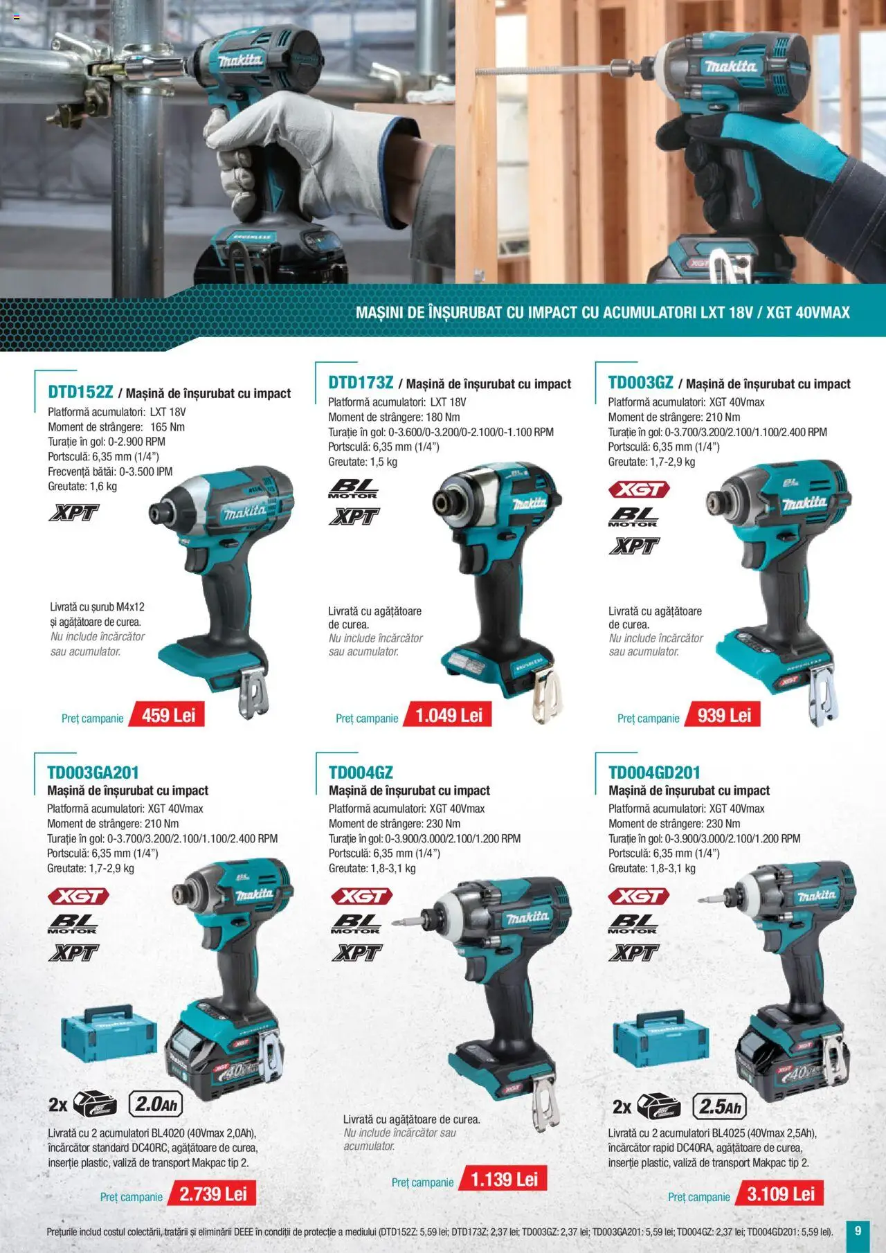 Noul catalog Makita – valabil de la 01.10.2025 | Pagină: 9 | Produse: Valiză, Încărcător, Peluş Köpek Yatağı