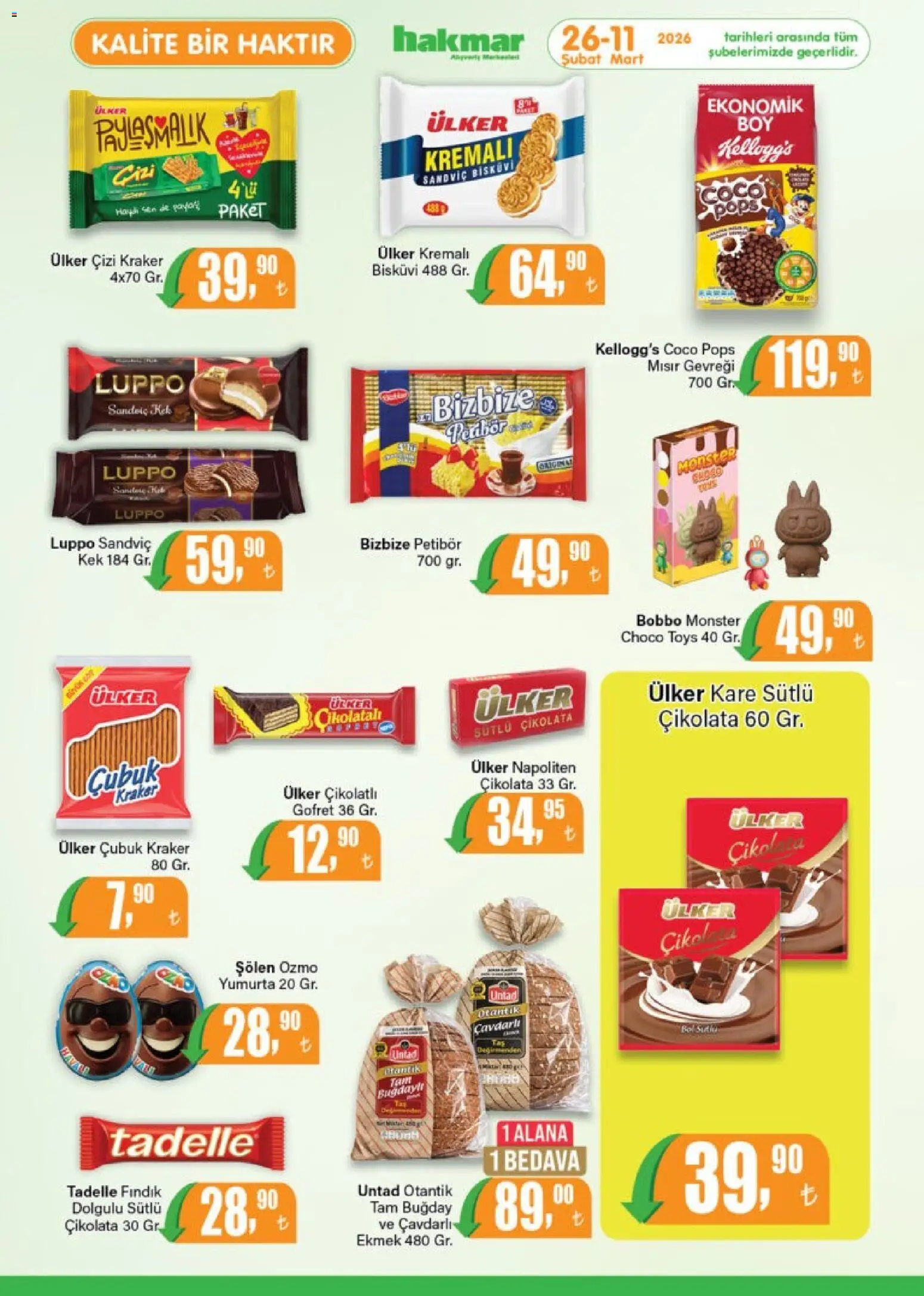 Hakmar Katalog - 26.02.2026 tarihinden itibaren geçerlidir | Sayfa: 5 | Ürünler: Gofret, Yumurta, Ekmek, Mısır