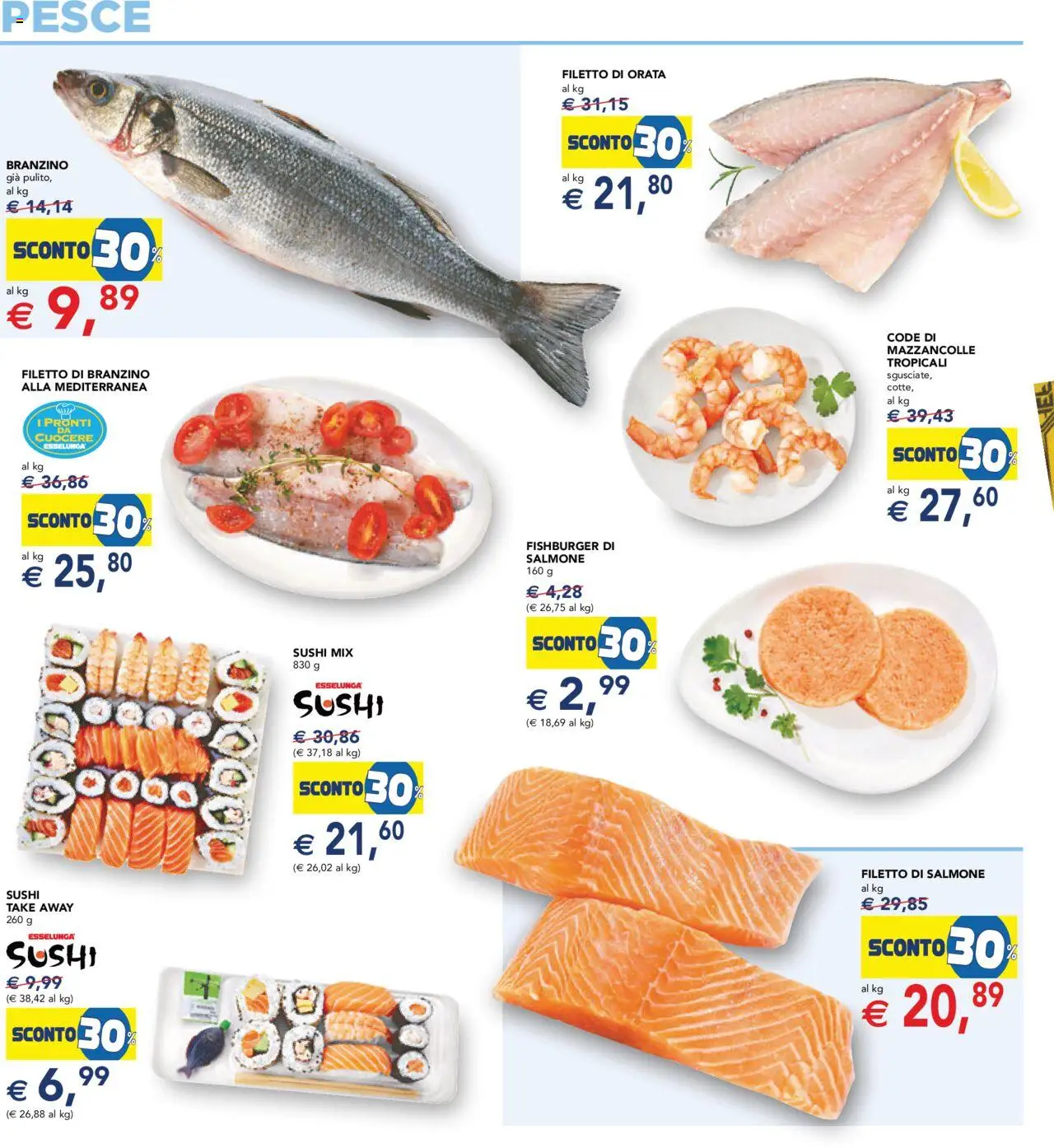Volantino Esselunga S del 28.08.2025 | Pagina: 18 | Prodotti: Pesce, Mazzancolle, Orata, Sushi