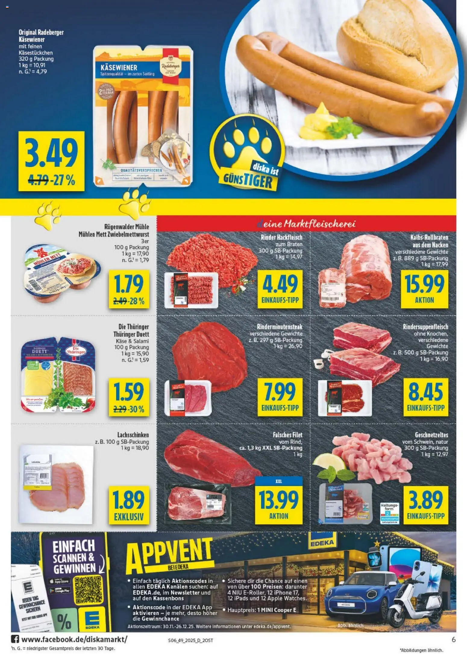 Diska - Diska Angebote Sachsen-Thüringen KW49 – gültig ab 01.12.2025 | Seite: 6 | Produkte: Käse, Iphone, Salami, Hackfleisch