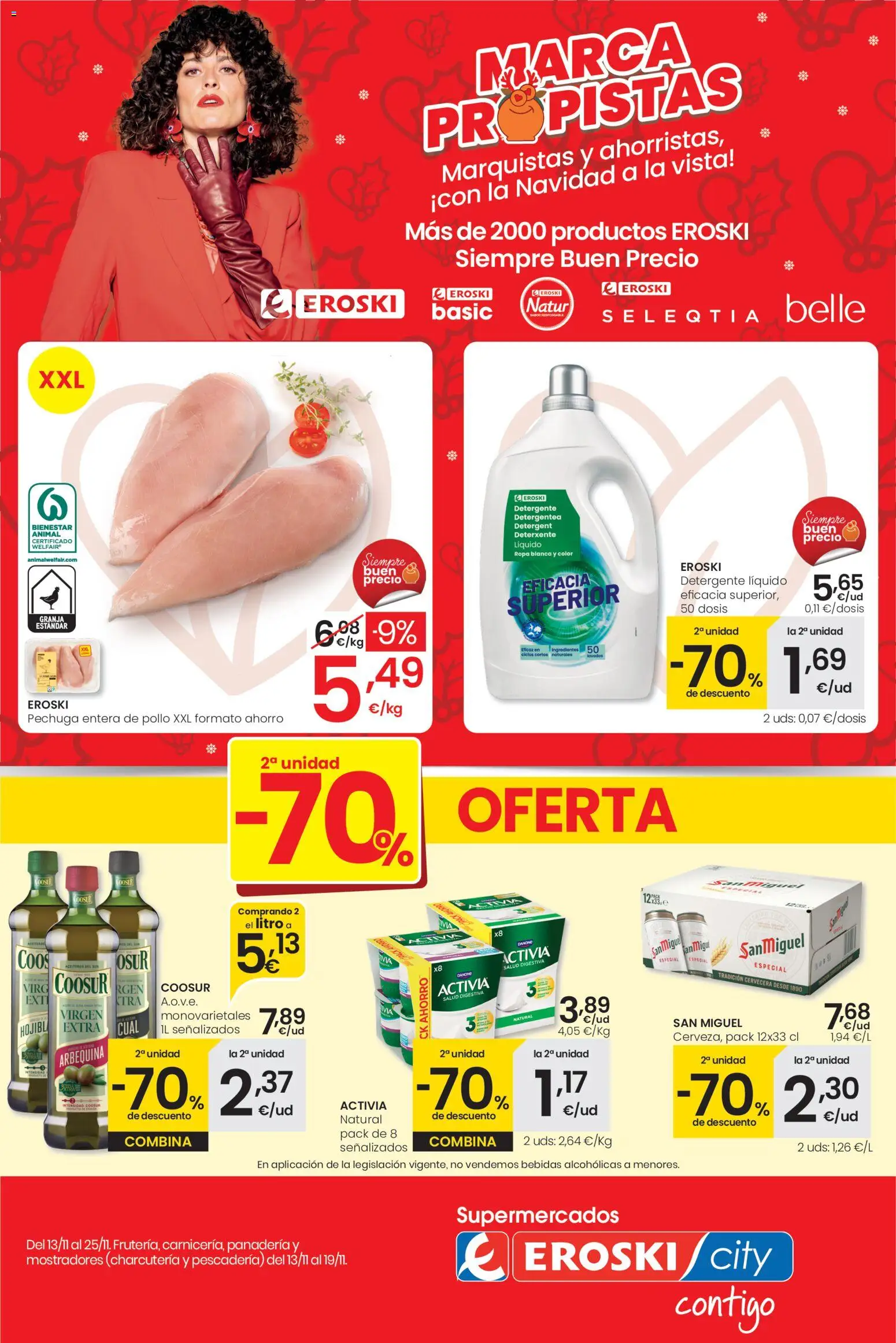 Eroski - Supermercados │ válido desde el 13.11.2025 | Página: 1 | Productos: Detergente, Ropa, Detergente líquido, Panadería