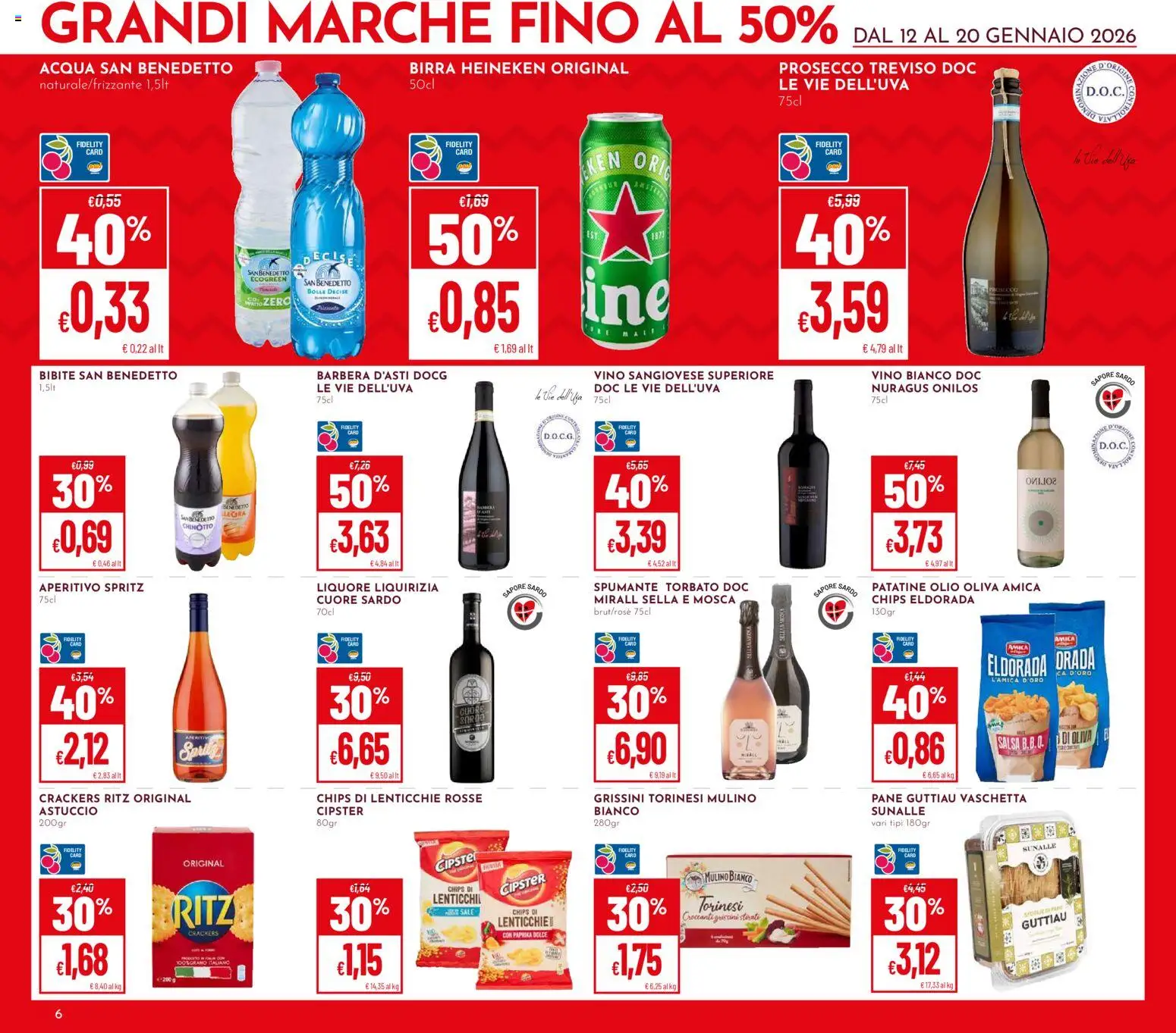 Volantino Pan del 12.01.2026 | Pagina: 6 | Prodotti: Prosecco, Acqua, Olio, Vino