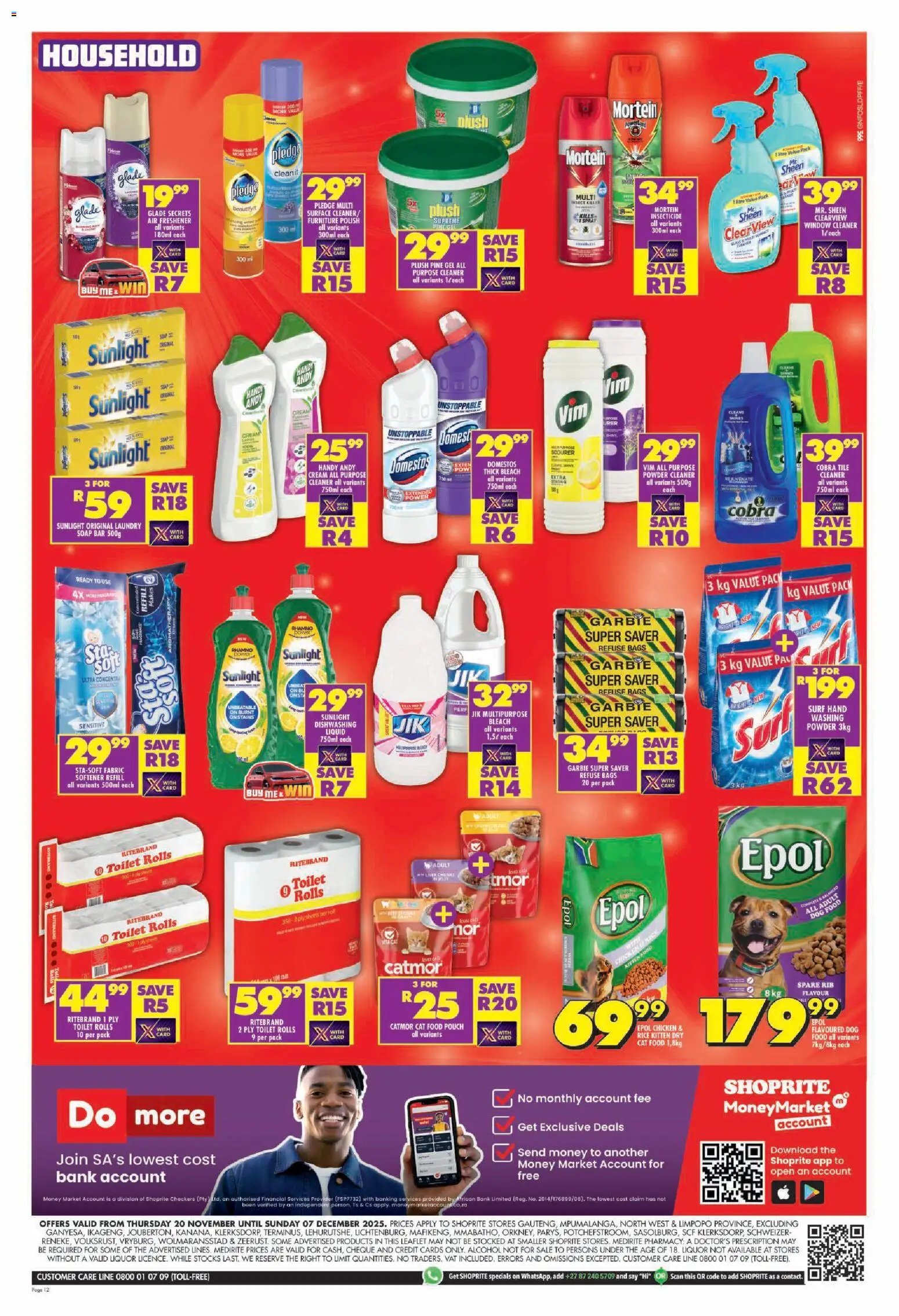 New Shoprite catalogue – valid from 20.11.2025 | Page: 12 | Products: Chicken, Refuse bags, Soap, Dog food