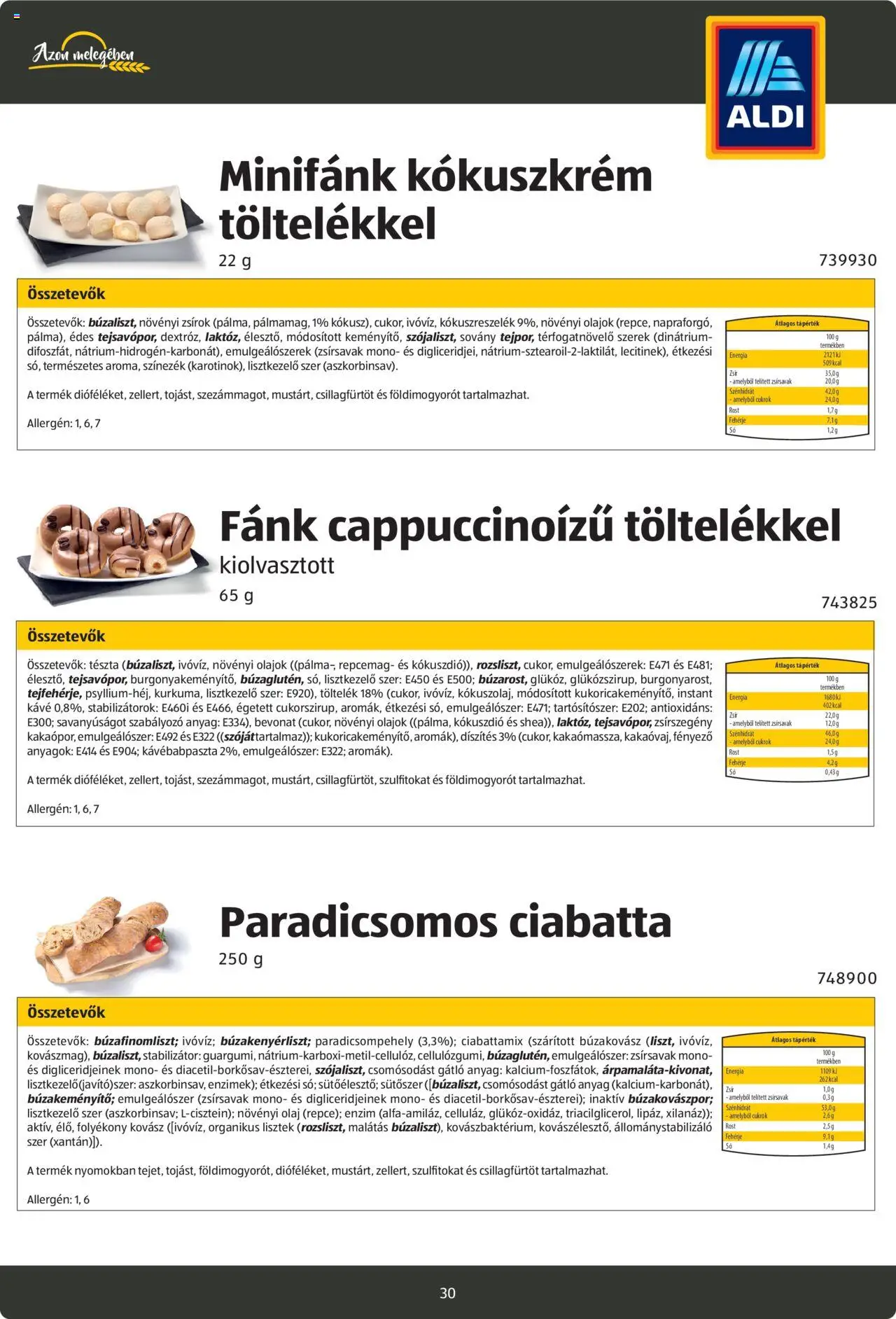 Aldi akciós ujság - amely érvényes a következő dátumtól: 26.08.2024 | Oldal: 30 | Termékek: Stangli, Margarin, Párna, Sajt