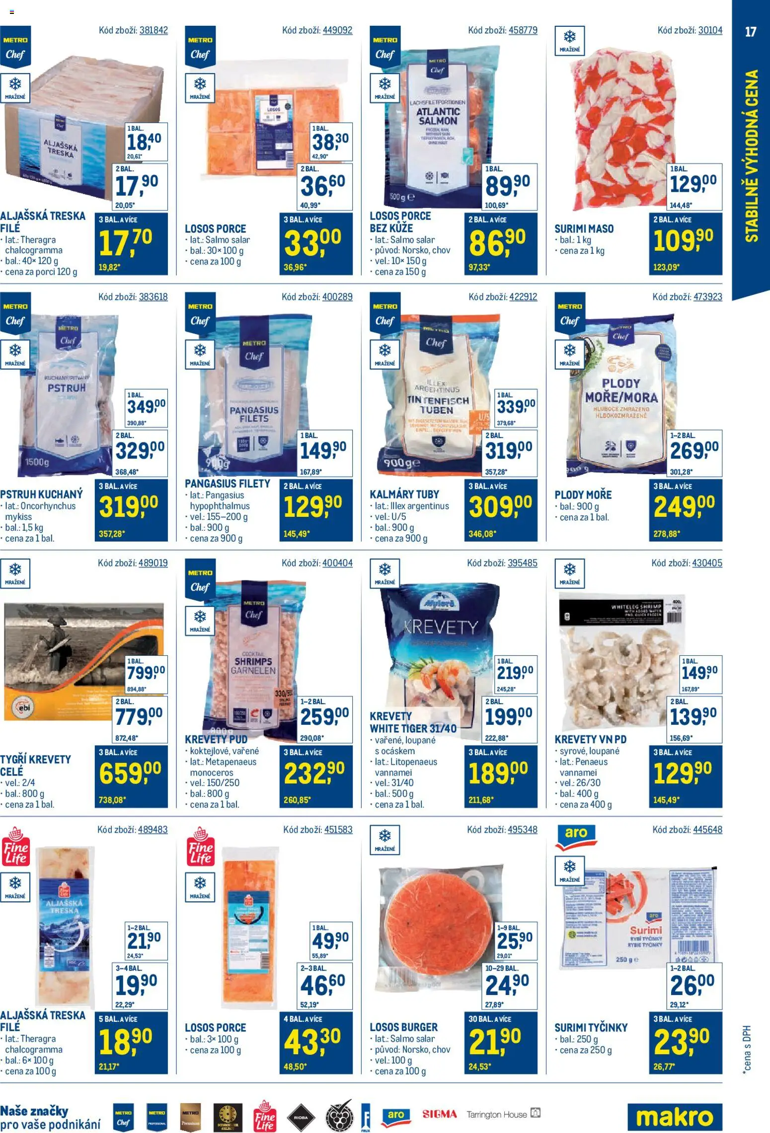 Makro leták - Stabilně výhodná cena od 28.01.2026 | Strana: 17 | Produkty: Treska, Surimi tyčinky, Maso, Pangasius filety