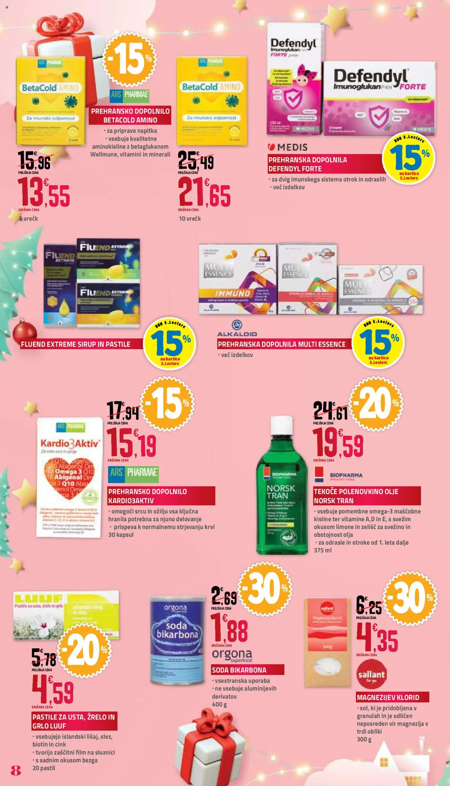 Novi E.leclerc katalog ponudbe – veljaven od 28.11.2025 | Stran: 8 | Izdelki: Prehranska dopolnila, Sirup, Olje