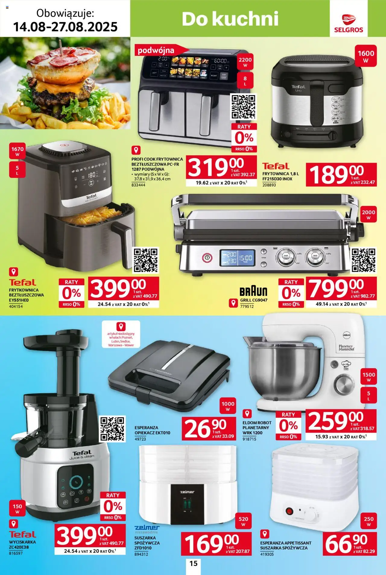 Selgros cash&carry - Katalog Hot Summer od 14.08.2025 | Strona: 15 | Produkty: Grill, Robot, Opiekacz, Frytkownica