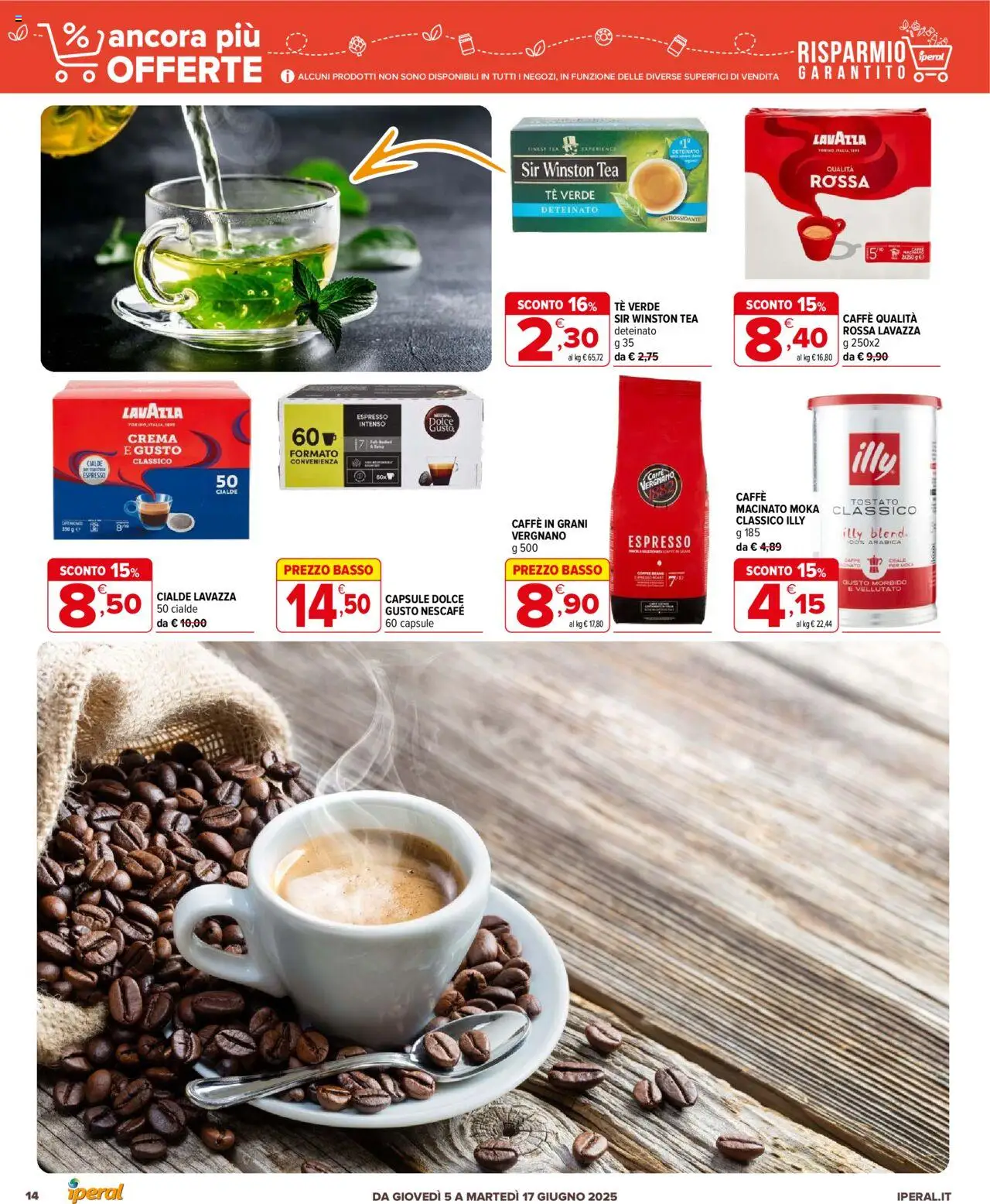 Volantino Iperal del 05.06.2025 | Pagina: 14 | Prodotti: Crema, Caffè, Tè, Lavazza