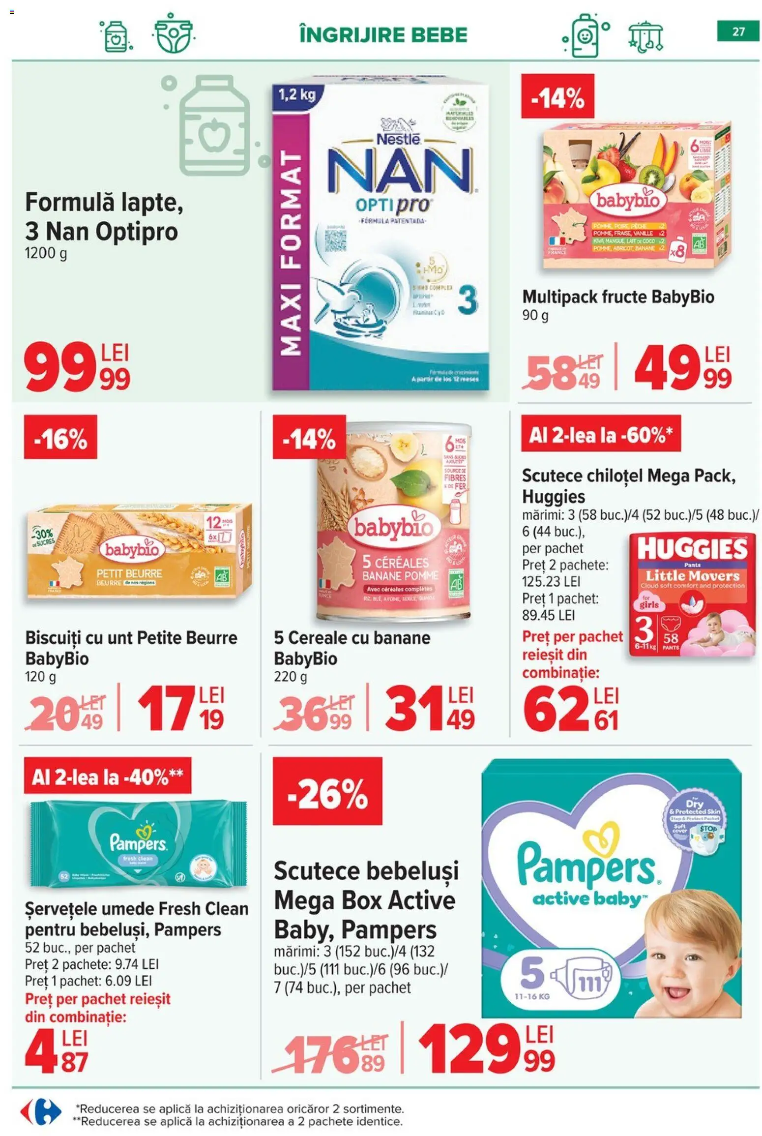 Noul catalog Carrefour – valabil de la 28.01.2026 | Pagină: 27 | Produse: Unt, Cereale, Șervețele umede, Biscuiți
