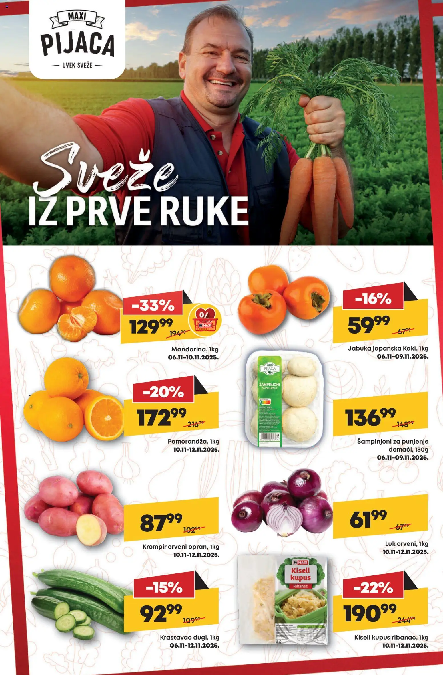 Maxi katalog - važi od 06.11.2025 | Strana: 2 | Proizvode: Kiseli kupus, Krompir, Kupus, Šampinjoni