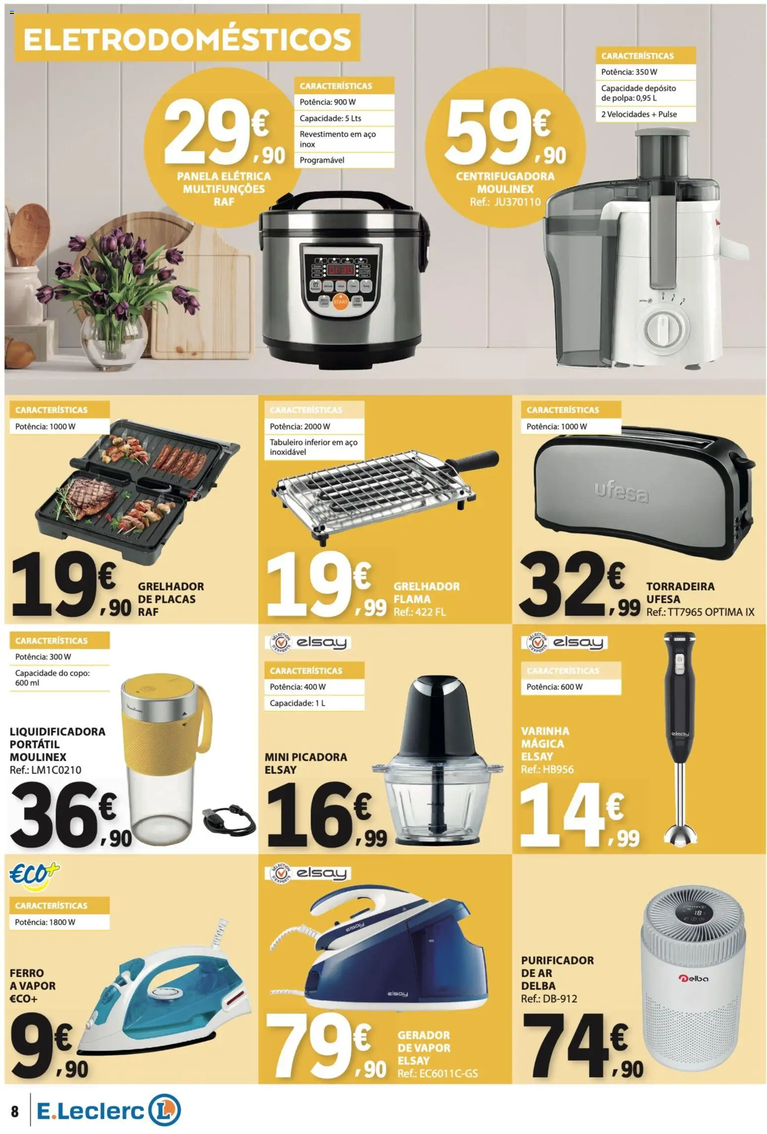 E.Leclerc folheto Não Alimentar │ válido de 23.04.2026 | Página: 8 | Produtos: Ferro, Torradeira, Panela, Panela elétrica
