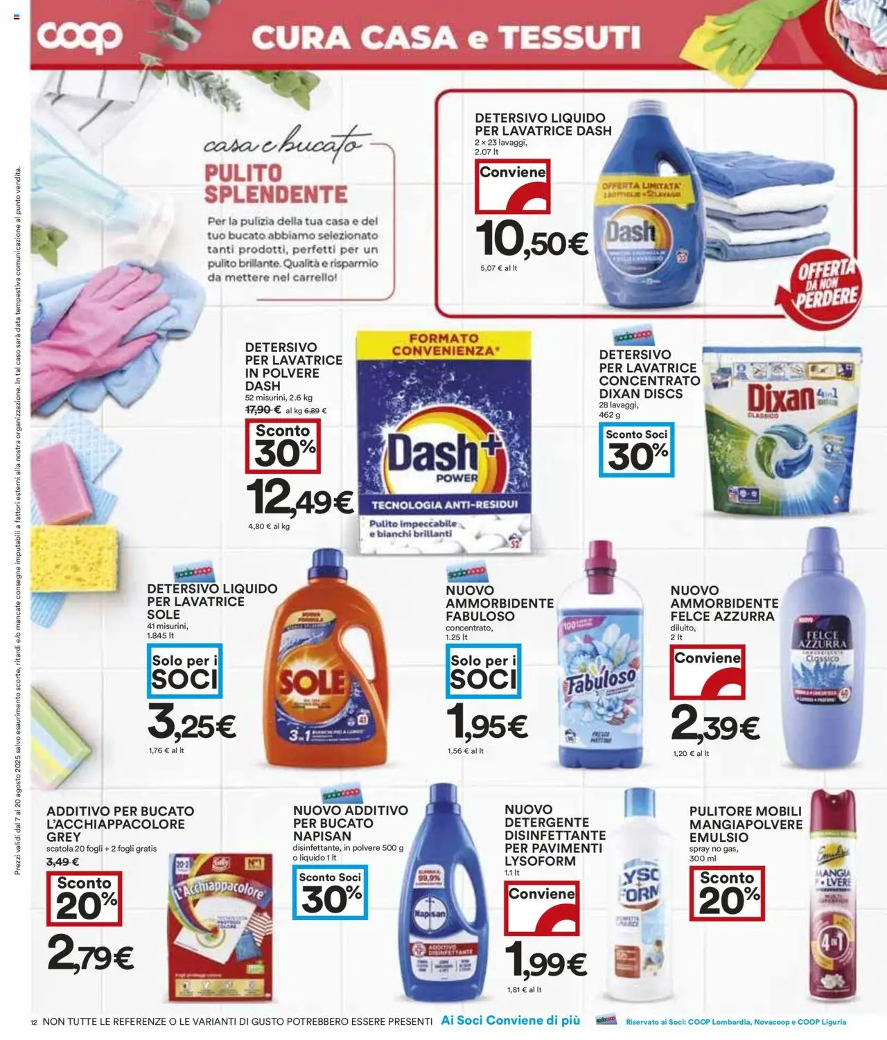 Volantino COOP del 07.08.2025 | Pagina: 12 | Prodotti: Detersivo in polvere, Lavatrice, Carrello, Data