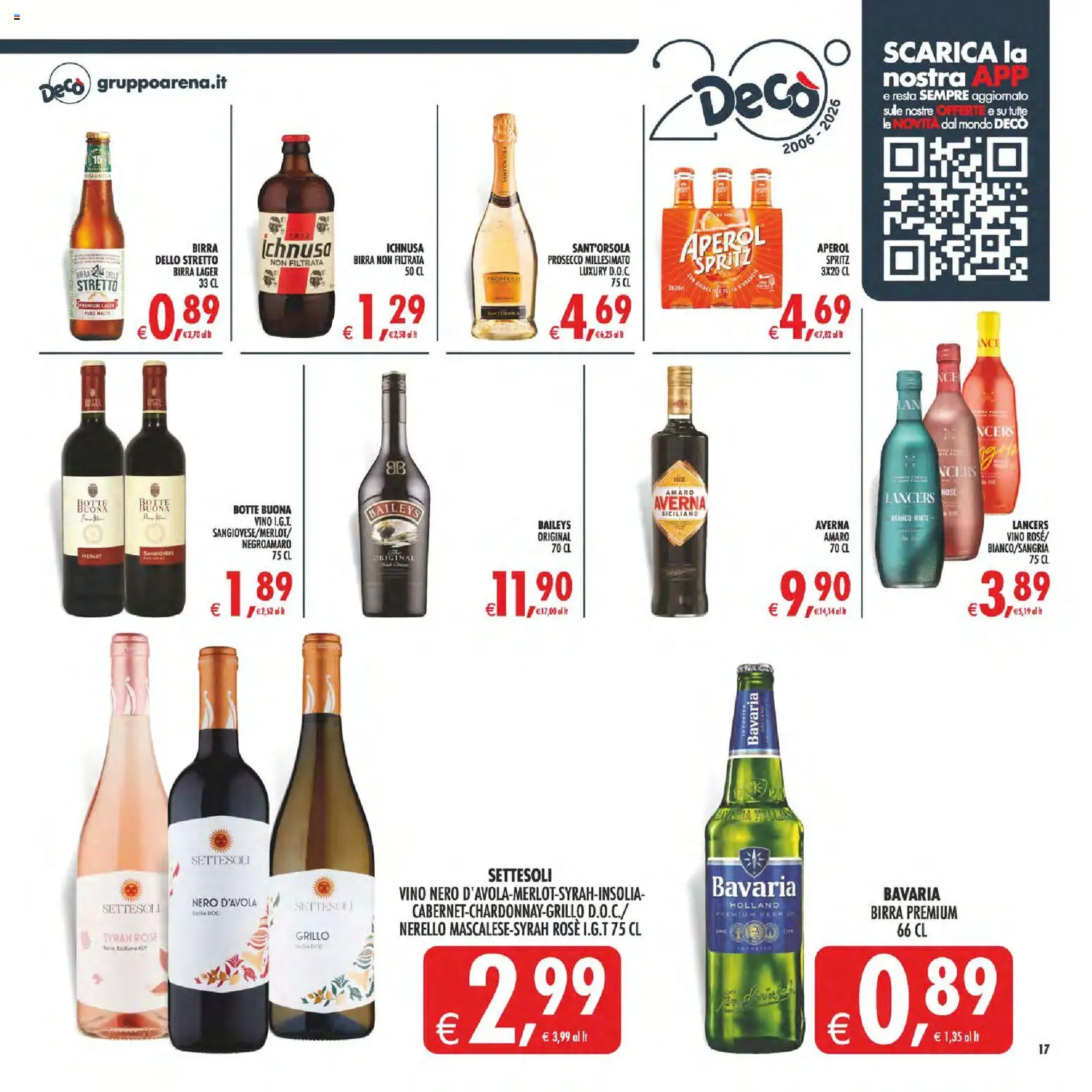 Volantino Decò del 07.04.2026 | Pagina: 20 | Prodotti: Birra, Vino, Aperol, Amaro